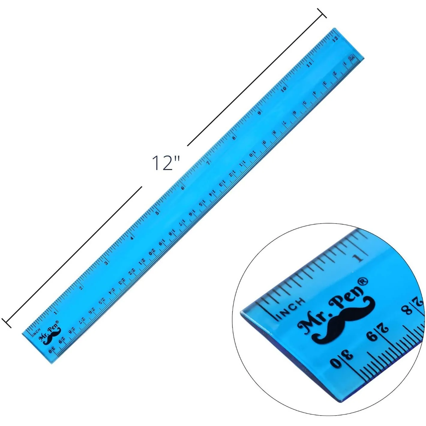 Kids Ruler 12 Inch, 6 Pack, Assorted Colors, Inches & cm, Clear - Image 14