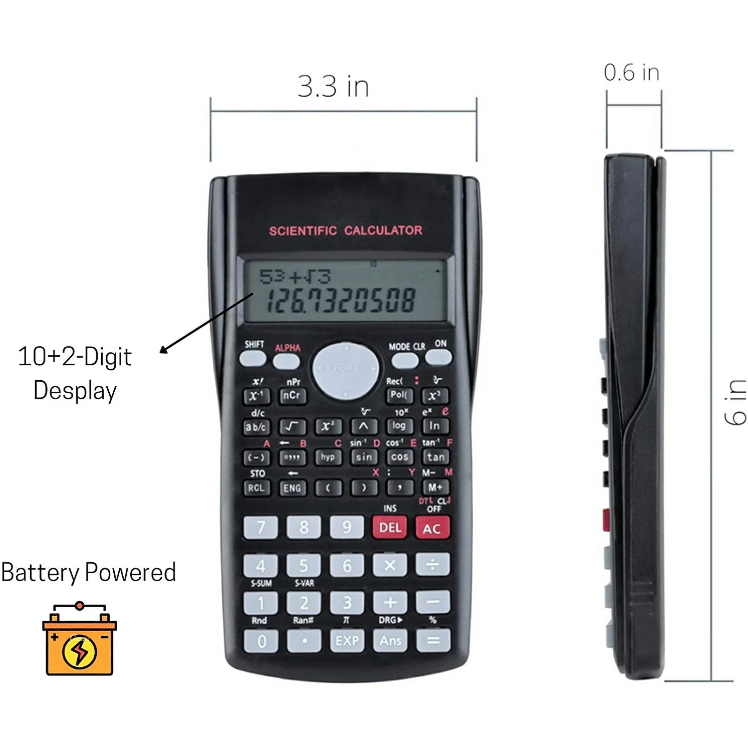Scientific Calculator, 2-Line Display, 240 Functions, 10+2 Digits - Image 3