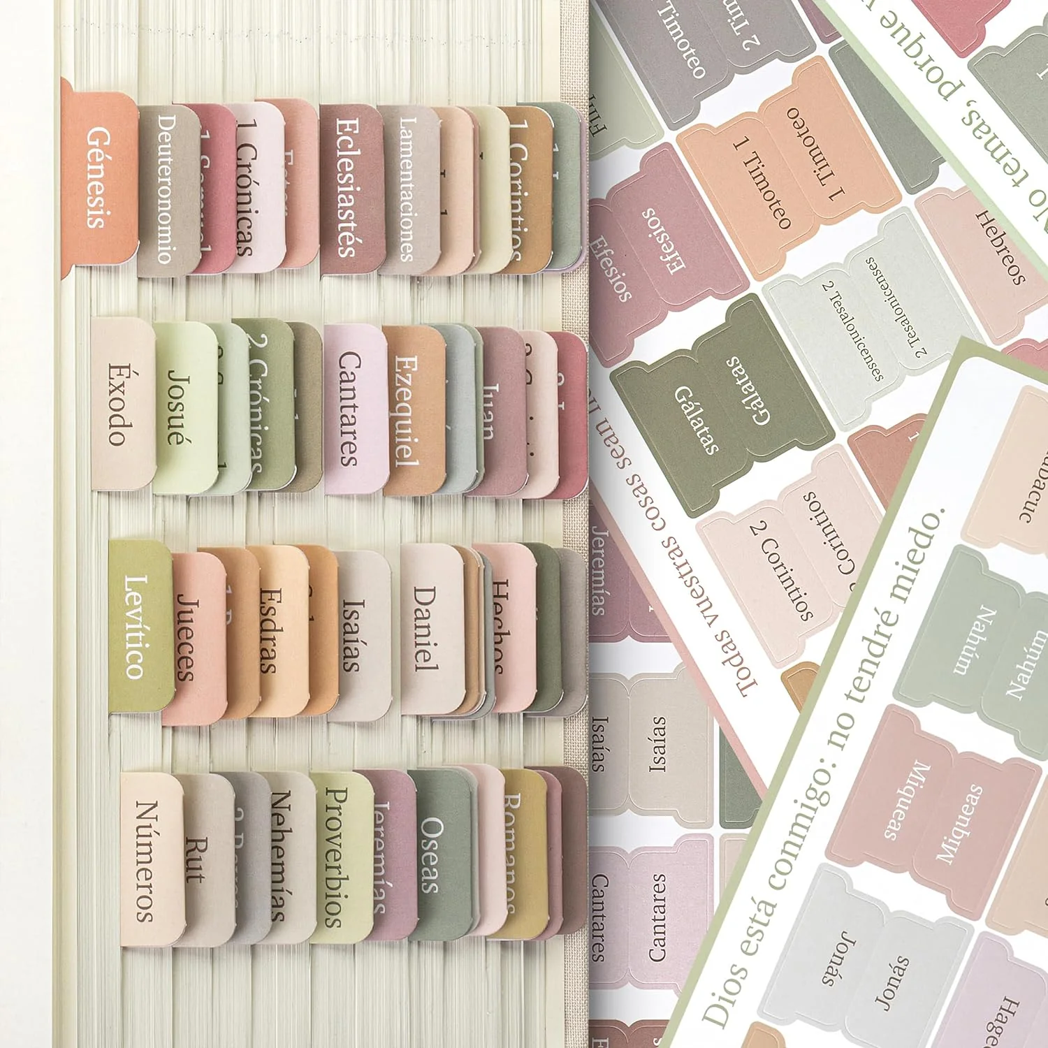 Spanish Bible Tabs, 75 pcs, Boho Theme, Laminated, Easy Apply, Old & New Testament, Bible Journaling Supplies - Image 7