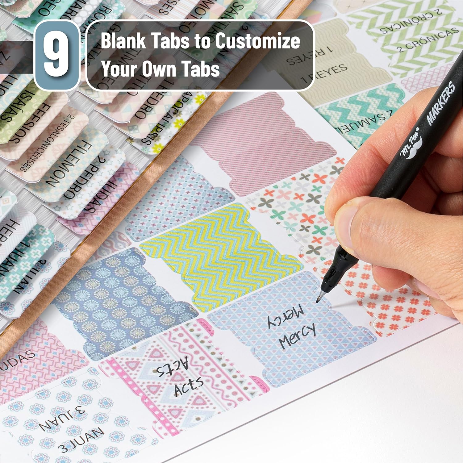 Spanish Bible Tabs, 75 Tabs, Laminated Bible Tabs for Women and Men, Bible Tabs in Spanish, Bible Tabs Spanish, Bible Tabs for Study Bible, Bible Index Tabs, Mr Pen Bible Tabs - Image 3