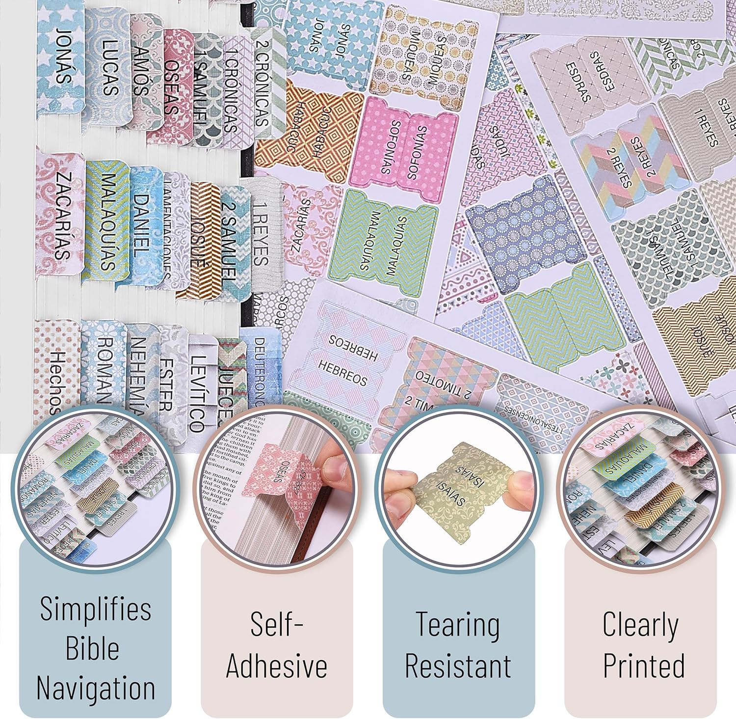 Spanish Bible Tabs, 75 Tabs, Laminated Bible Tabs for Women and Men, Bible Tabs in Spanish, Bible Tabs Spanish, Bible Tabs for Study Bible, Bible Index Tabs, Mr Pen Bible Tabs - Image 4