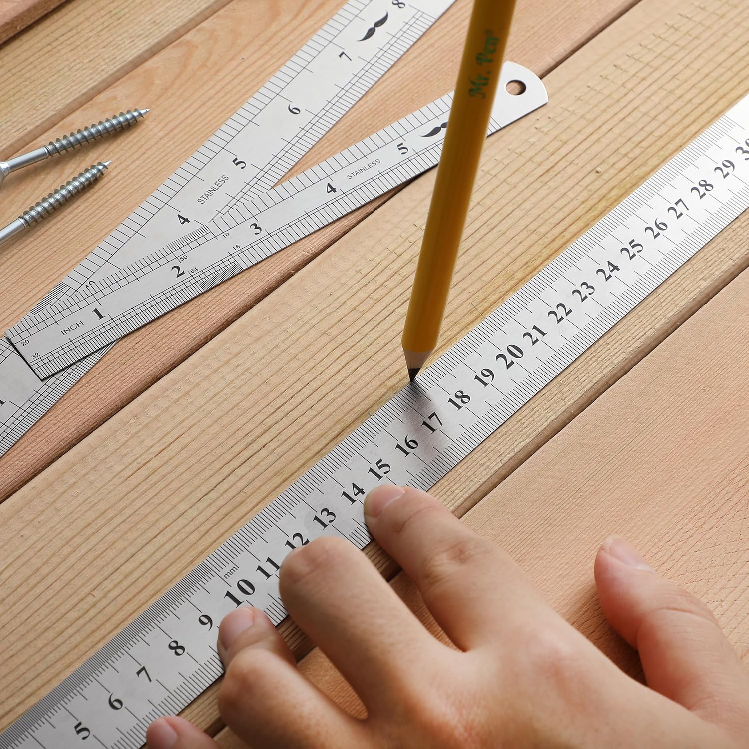 Stainless Steel Rulers Set, 3 Pack, 6” 8” 12”, Thin Metal - Image 5