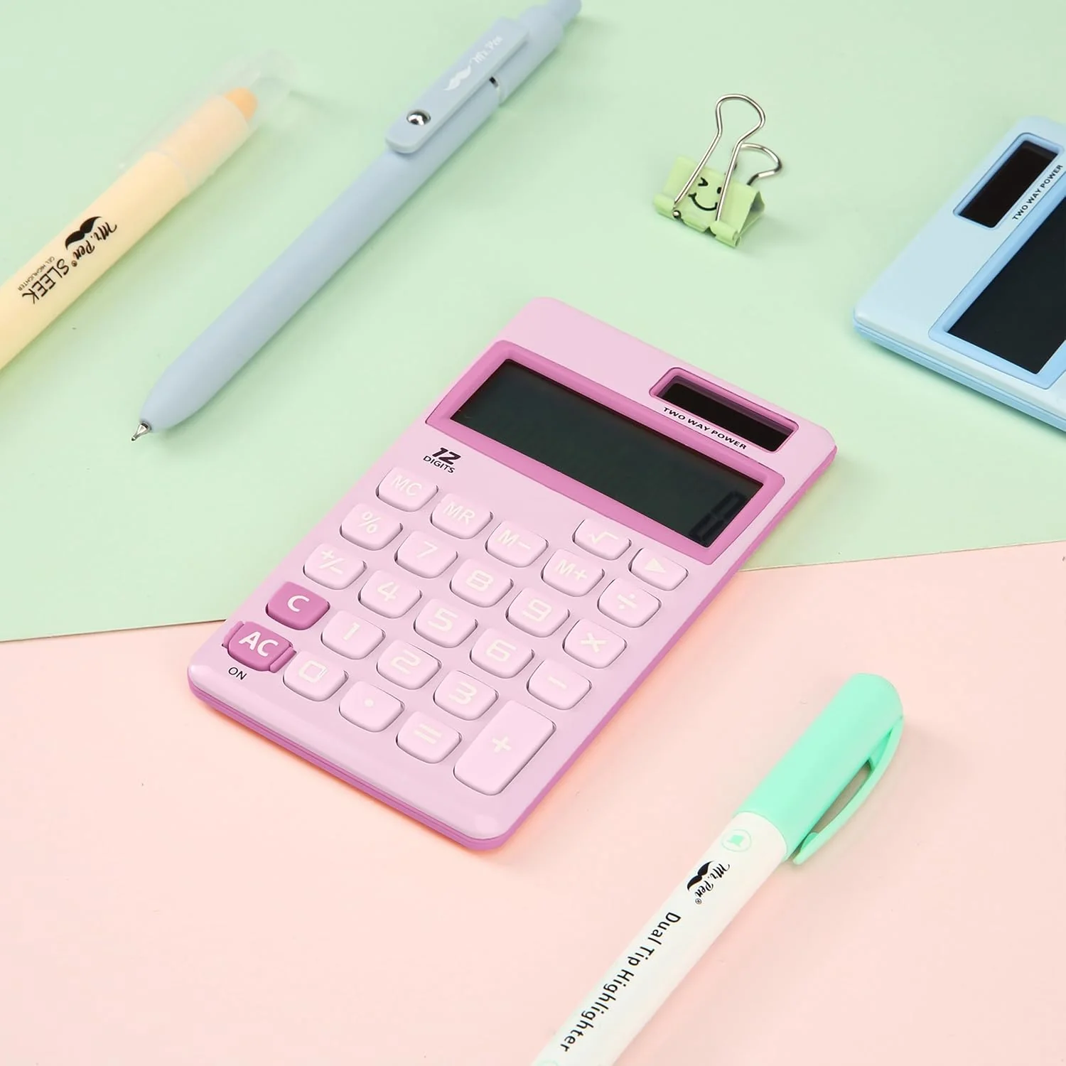 Solar Handheld Calculator, 12-Digit, Purple, Standard Function - Image 7