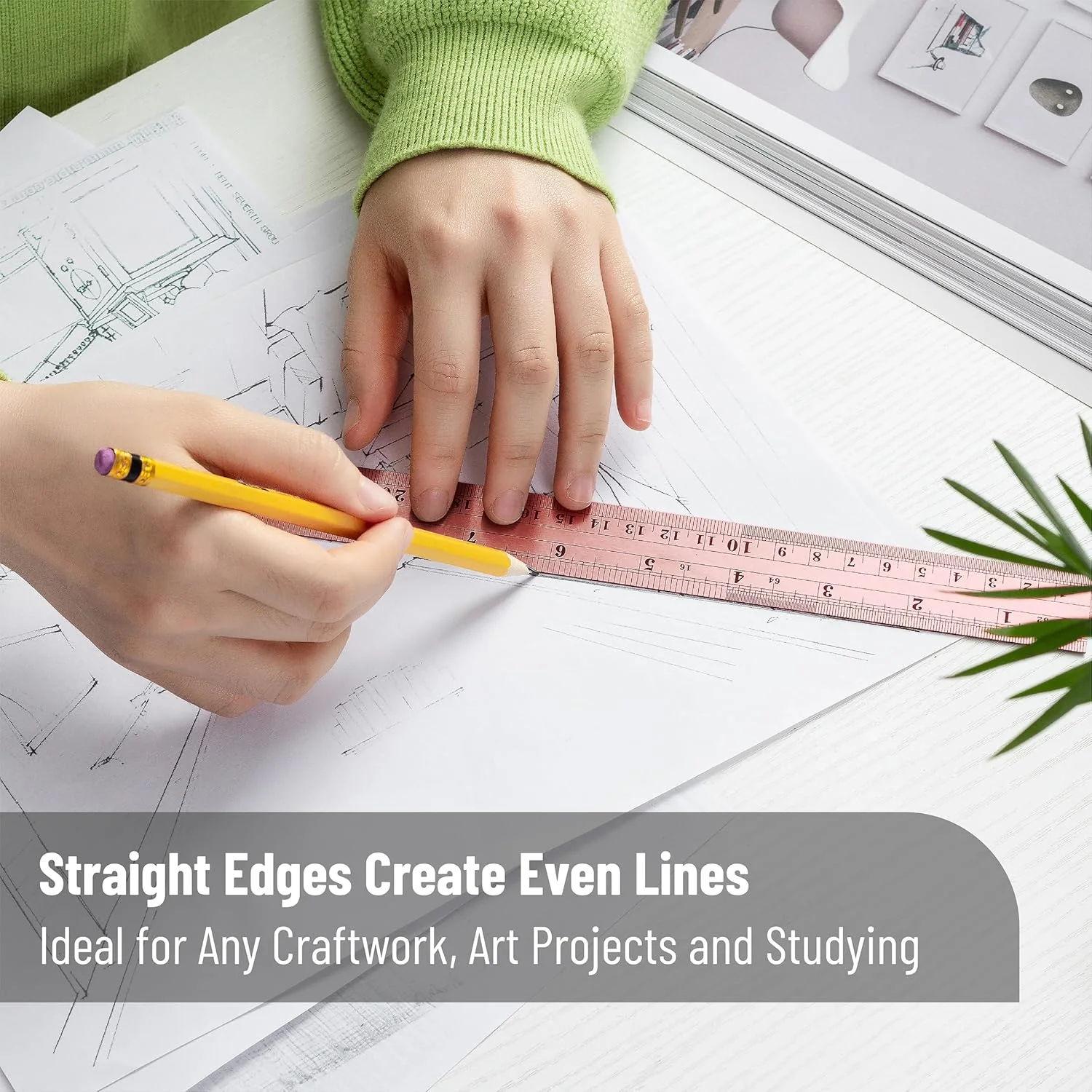Steel Rulers 2 Pack, 6 & 12 Inch, Rose Gold - Image 4