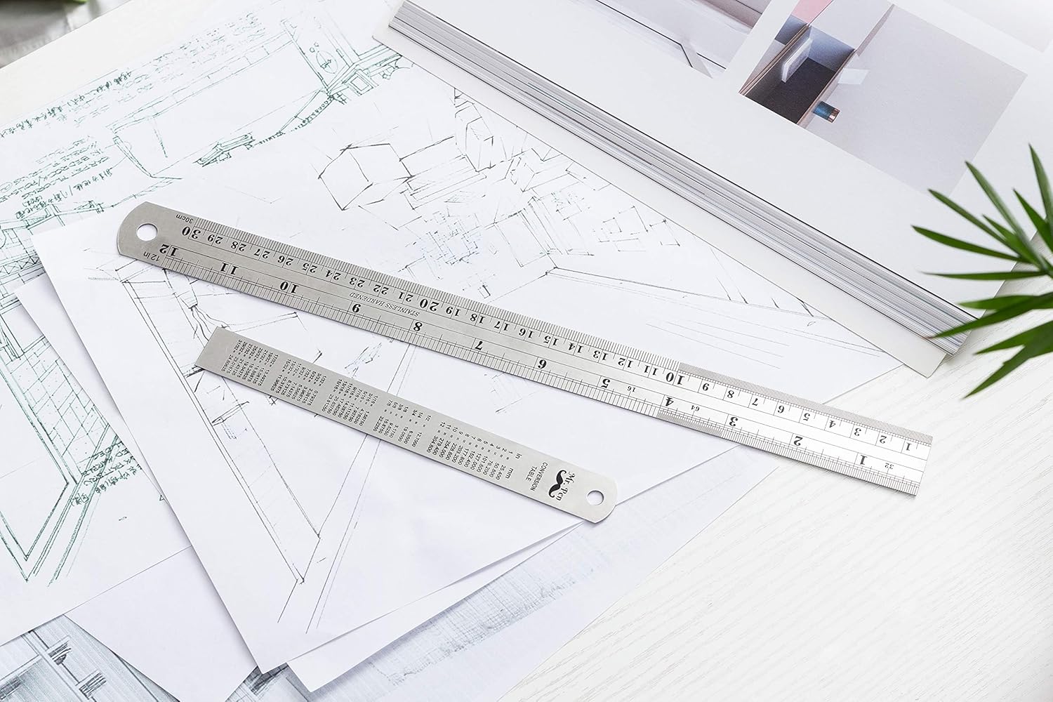 Steel Rulers 2 Pack, 6 & 12 Inch, Rose Gold - Image 8