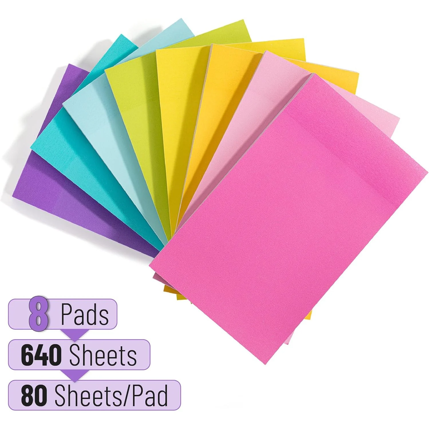Colorful Large Sticky Notes, 3x5 Inch, 8 Pads, 640 Sheets - Image 4