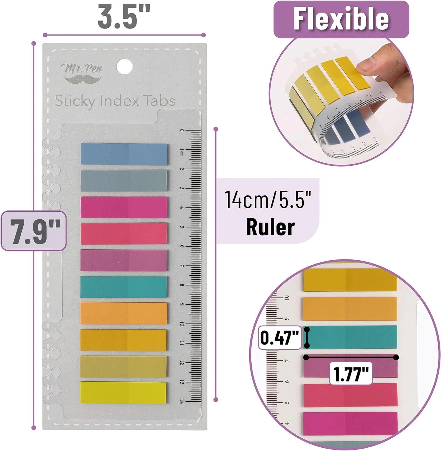 Sticky Tabs - 1600 Pcs Colorful Transparent Book Tabs, Sticky Note Tabs, Page Markers, Book Markers, Page Tabs, and Annotating Sticky Tabs for Books - Image 3