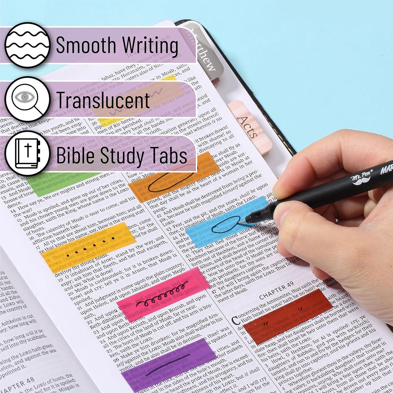 Sticky Tabs - 1600 Pcs Colorful Transparent Book Tabs, Sticky Note Tabs, Page Markers, Book Markers, Page Tabs, and Annotating Sticky Tabs for Books - Image 4