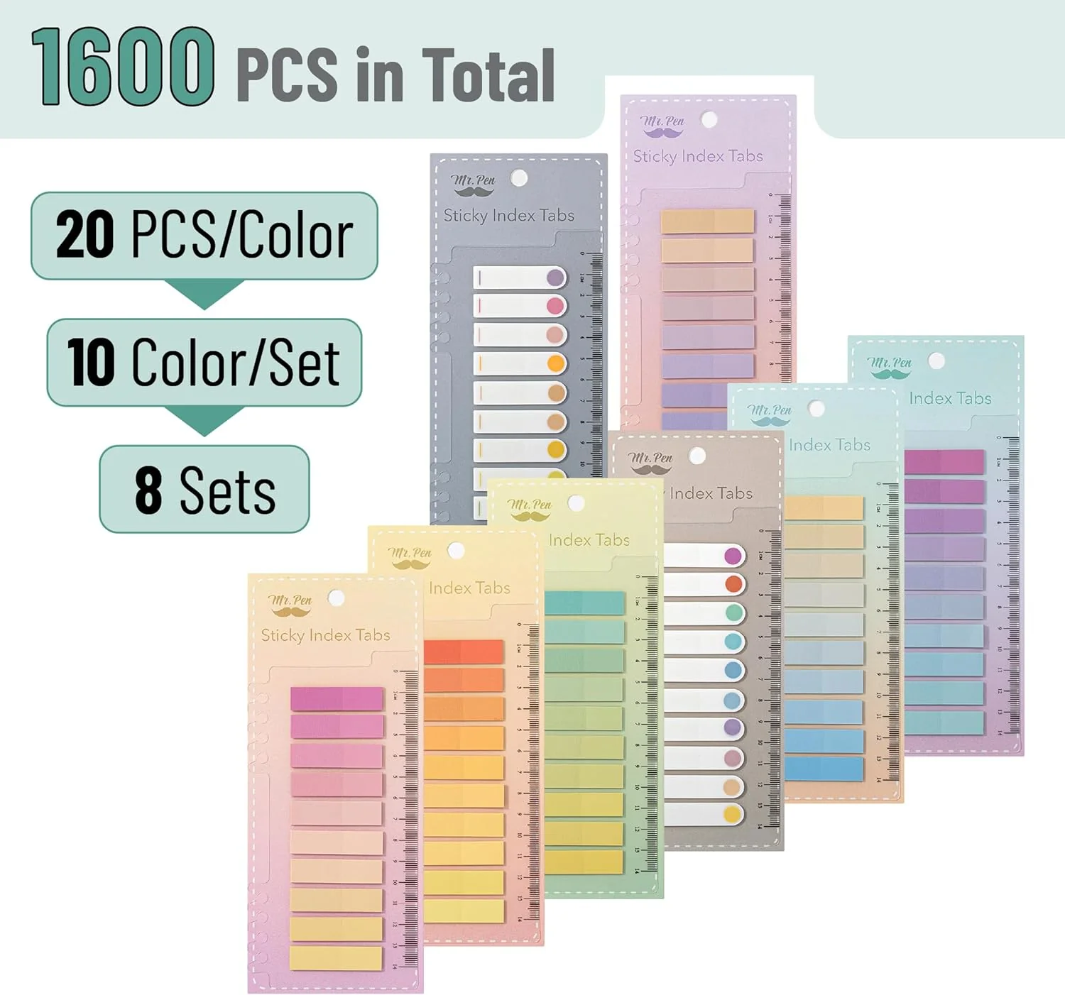 Sticky Tabs - 1600 Pcs Colorful Transparent Book Tabs, Sticky Note Tabs, Page Markers, Book Markers, Page Tabs, and Book Tabs for Annotating Books - Image 3
