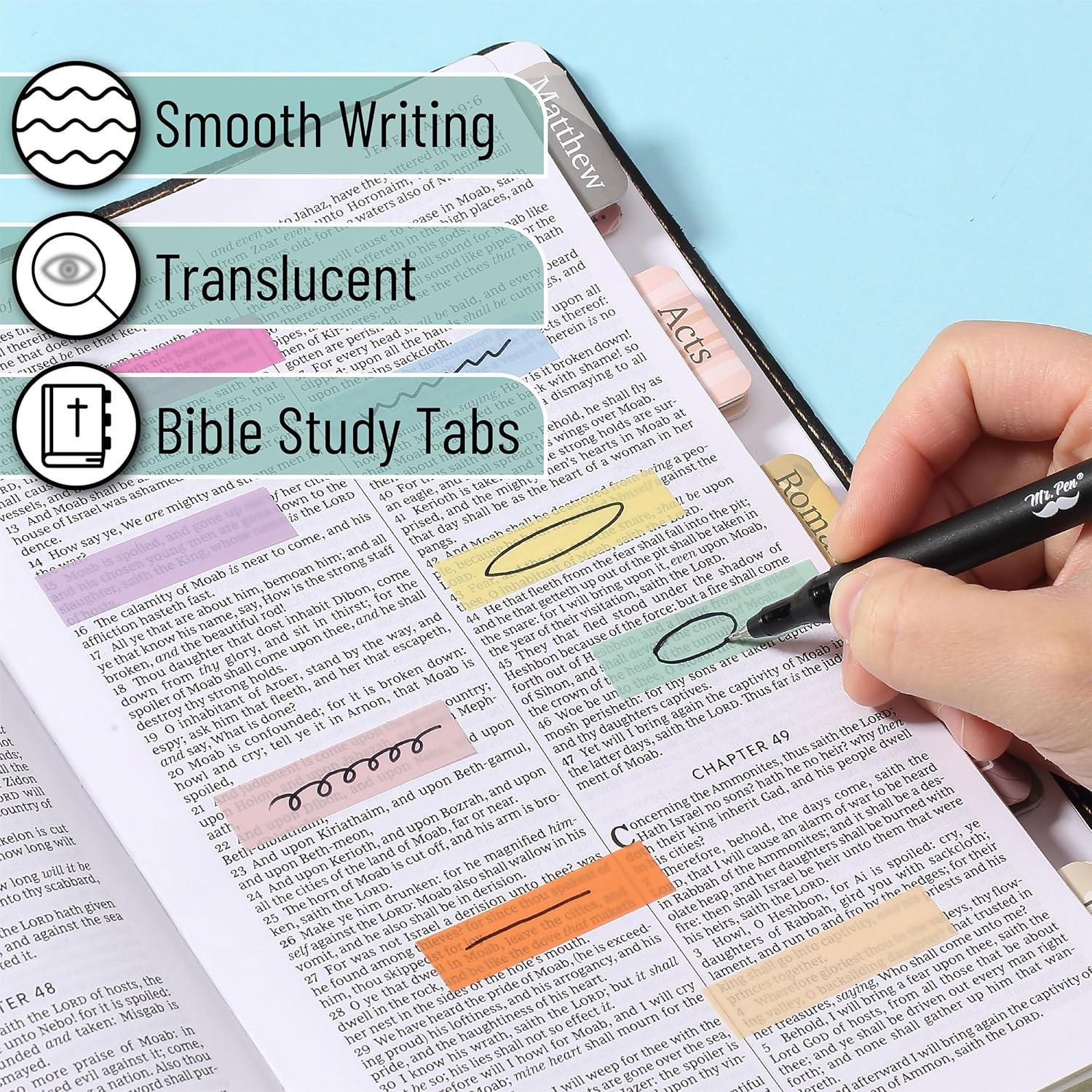 Sticky Tabs - 1600 Pcs Colorful Transparent Book Tabs, Sticky Note Tabs, Page Markers, Book Markers, Page Tabs, and Book Tabs for Annotating Books - Image 4