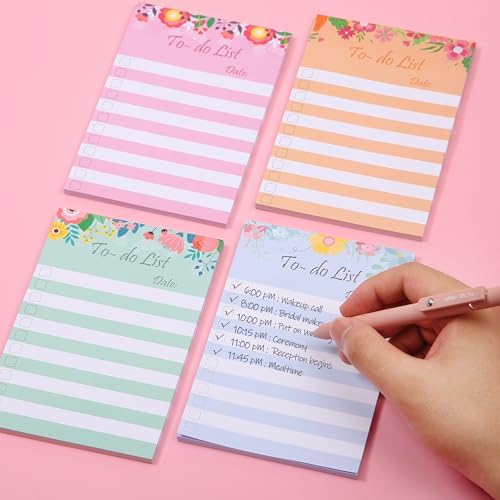 To Do List Sticky Notes 4x6, 4 Pads, 200 Sheets, Floral Header - Image 5