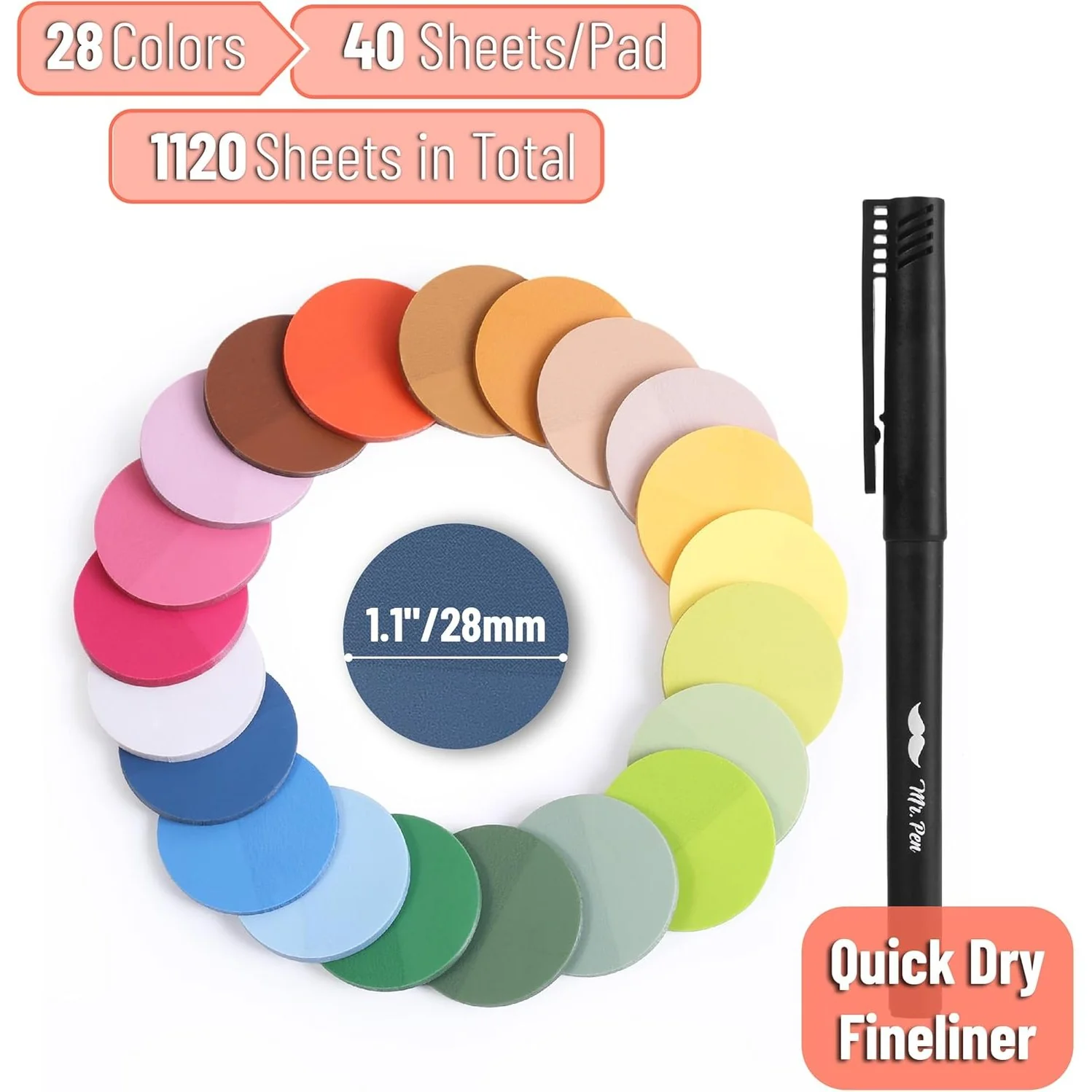 Bulk Round Transparent Sticky Notes Set, 28 Pads, 1120 Sheets - Image 2