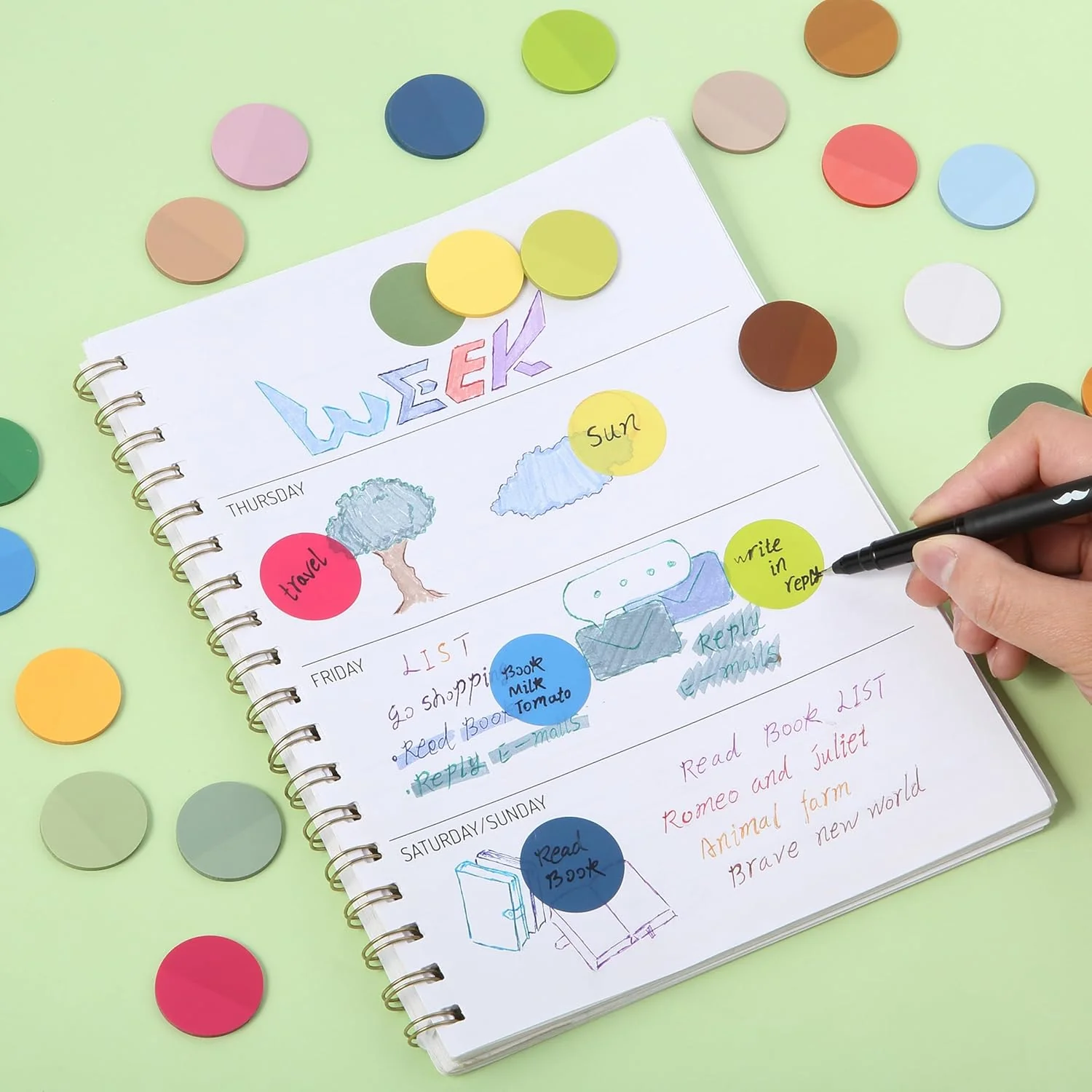 Bulk Round Transparent Sticky Notes Set, 28 Pads, 1120 Sheets - Image 7