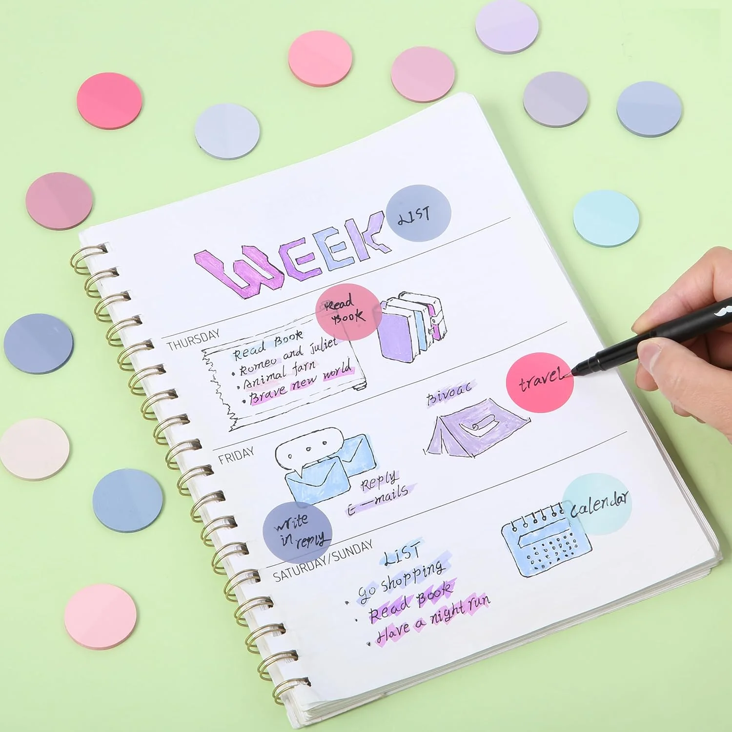 Colorful Round Transparent Sticky Notes, 14 Pads, 560 Sheets, 1.1" - Image 7