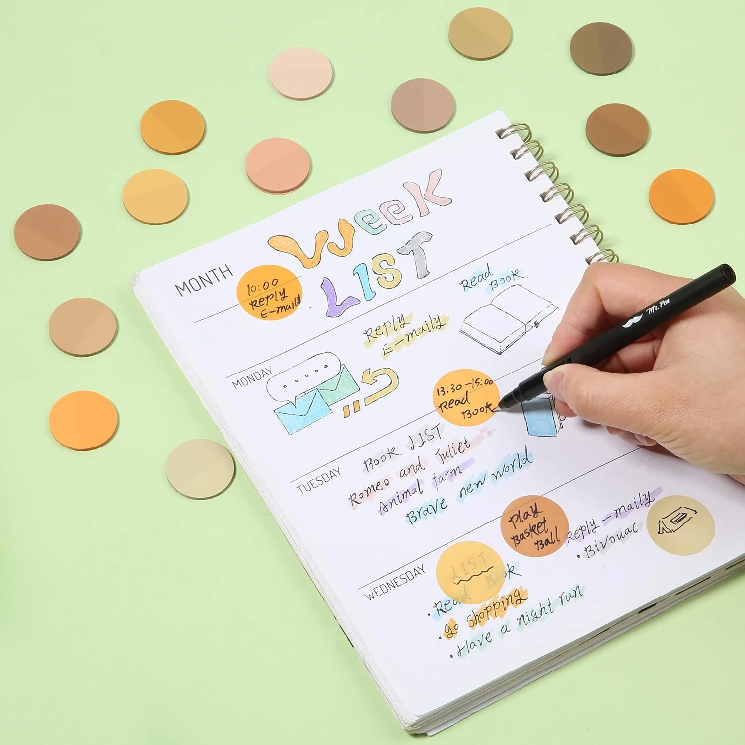 Round Transparent Sticky Notes Set, 14 Pads, 560 Sheets, 1.1" - Image 2