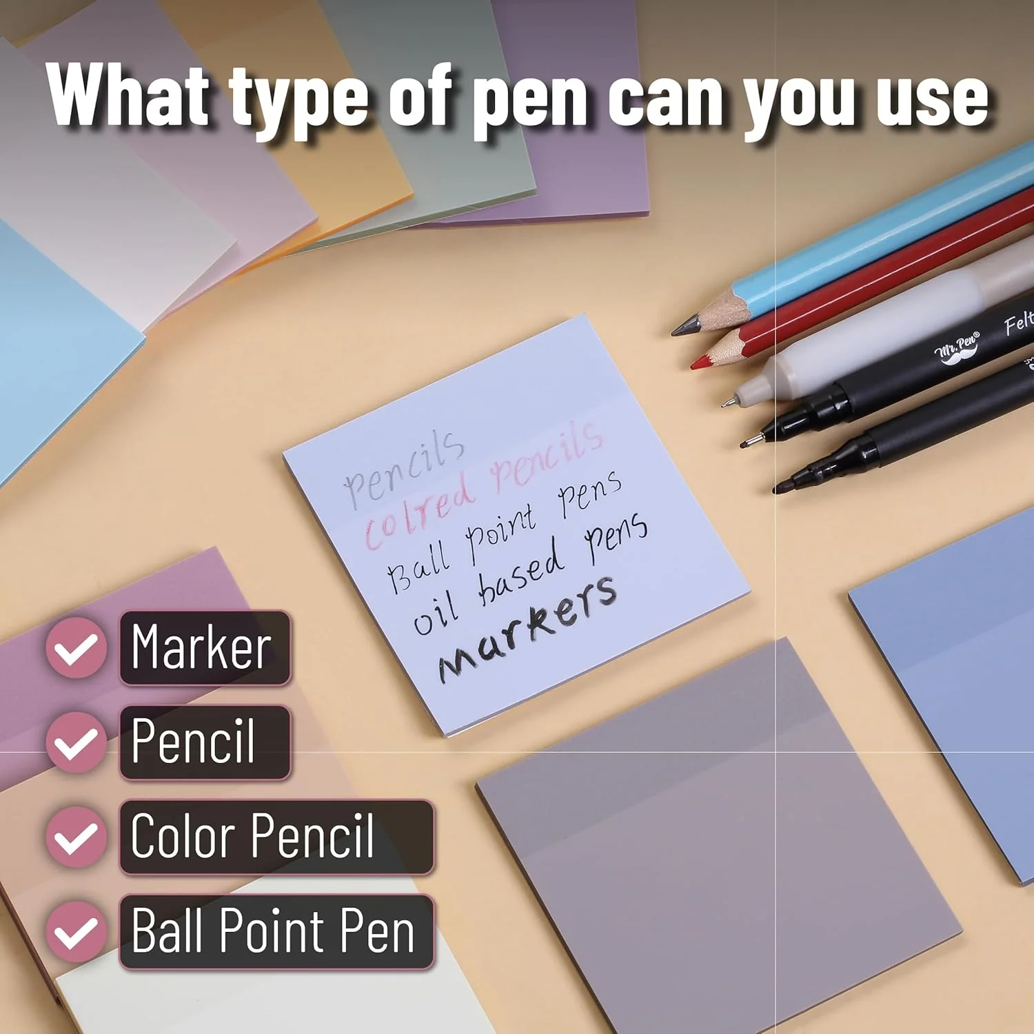 Mr. Pen- Transparent Sticky Notes, 3”x3”, Dreamy Pastel, 12 Pads, 600 Sheets, See Through Sticky Notes, Bulk Sticky Notes Transparent - Image 5