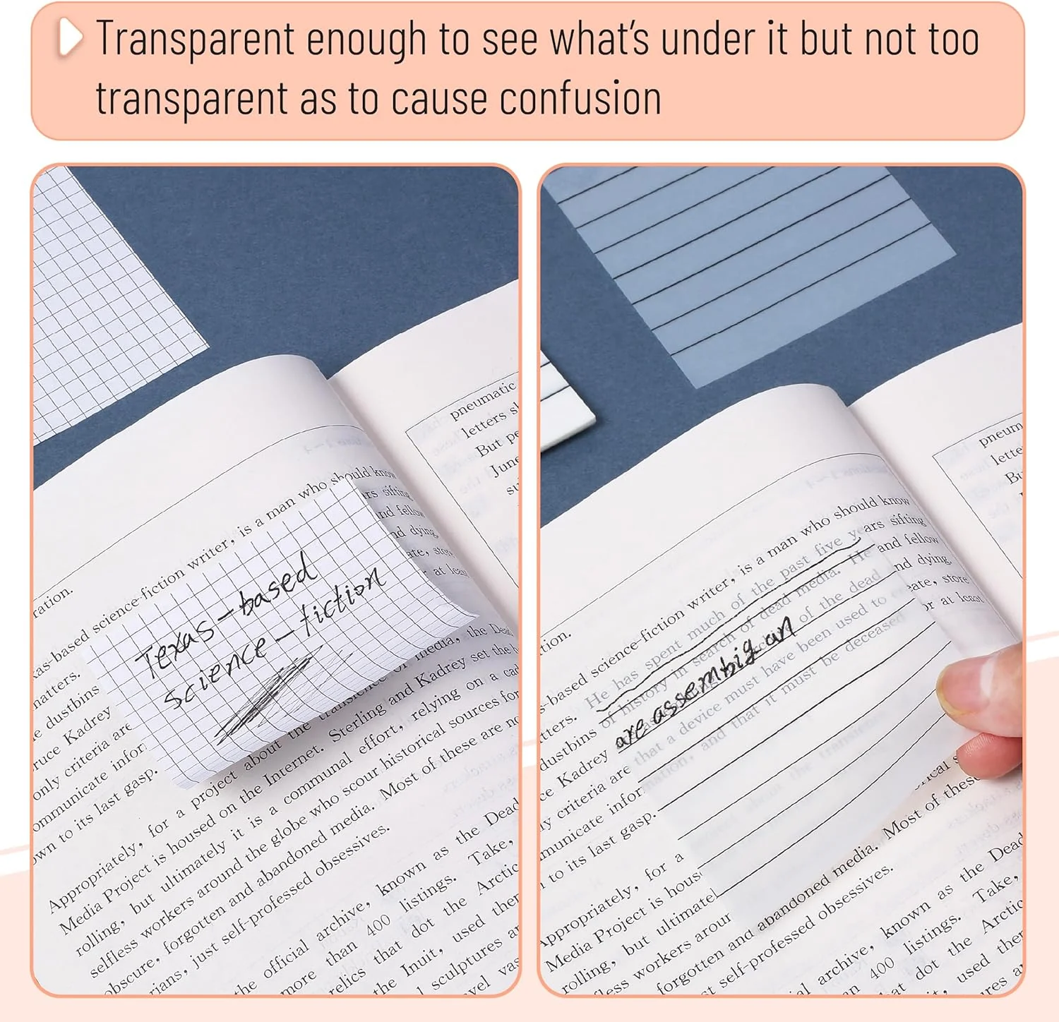 Lined Transparent Sticky Notes 3x3, 10 Pads, 500 Sheets - Image 4