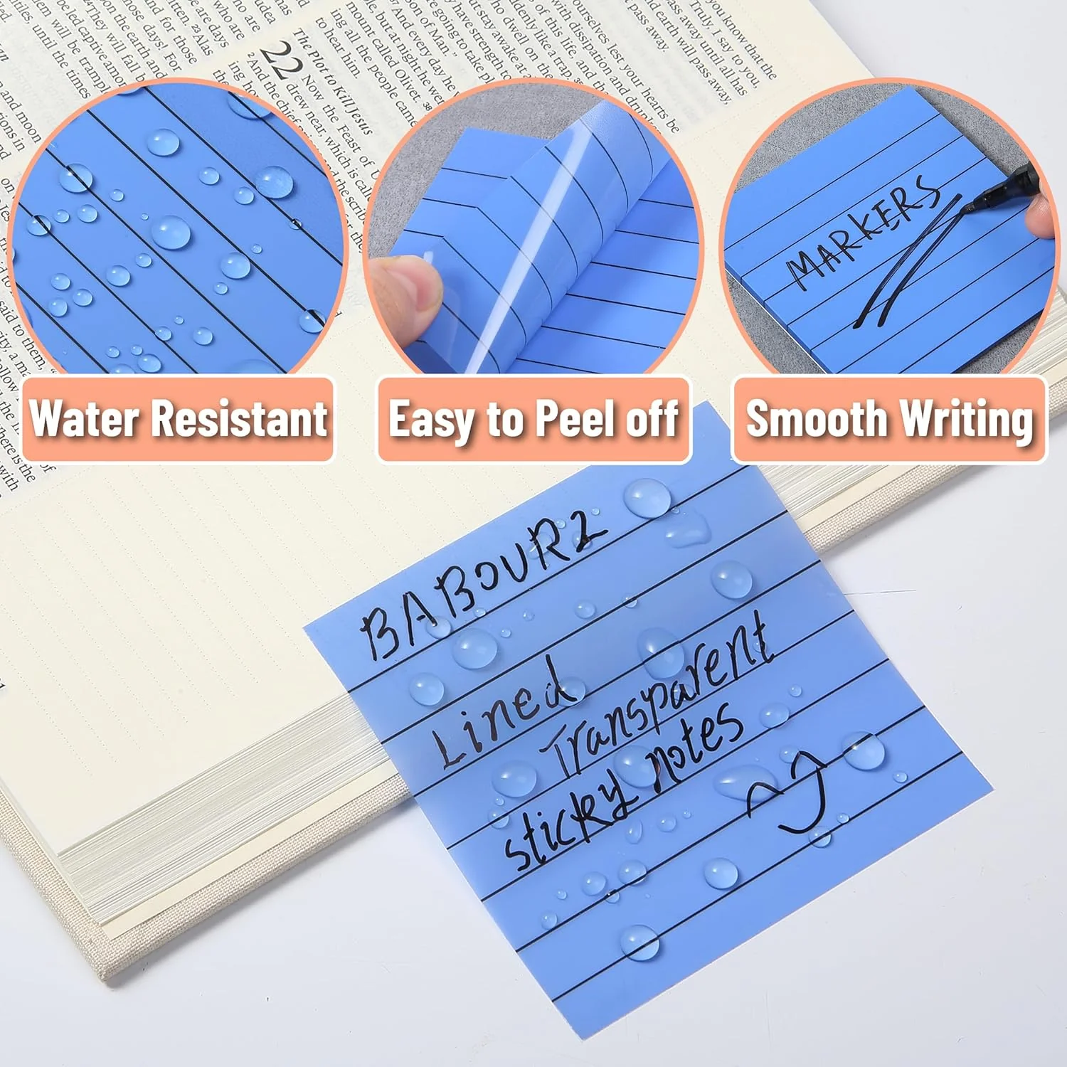 Lined Transparent Sticky Notes 3x3, 10 Pads, 500 Sheets - Image 5