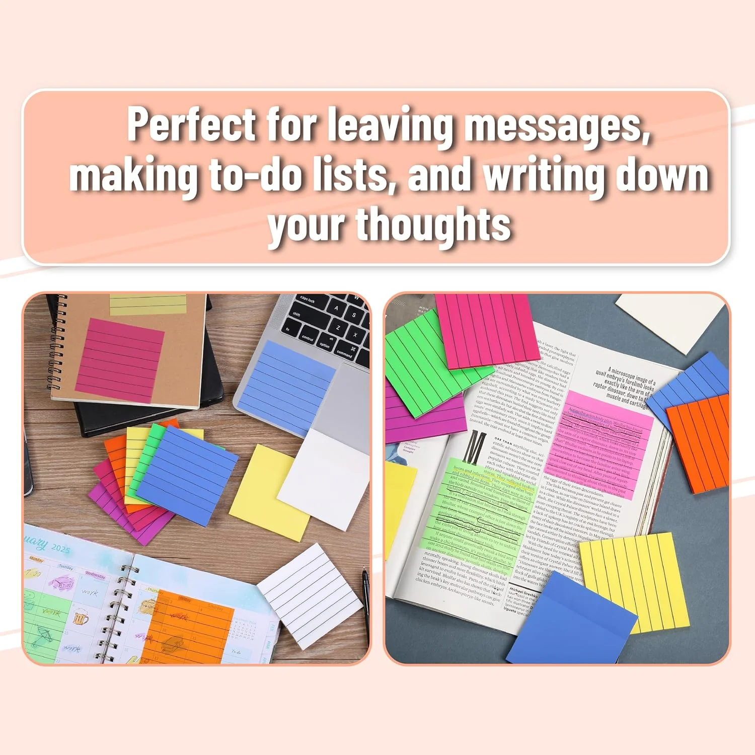 Lined Transparent Sticky Notes 3x3, 10 Pads, 500 Sheets - Image 8
