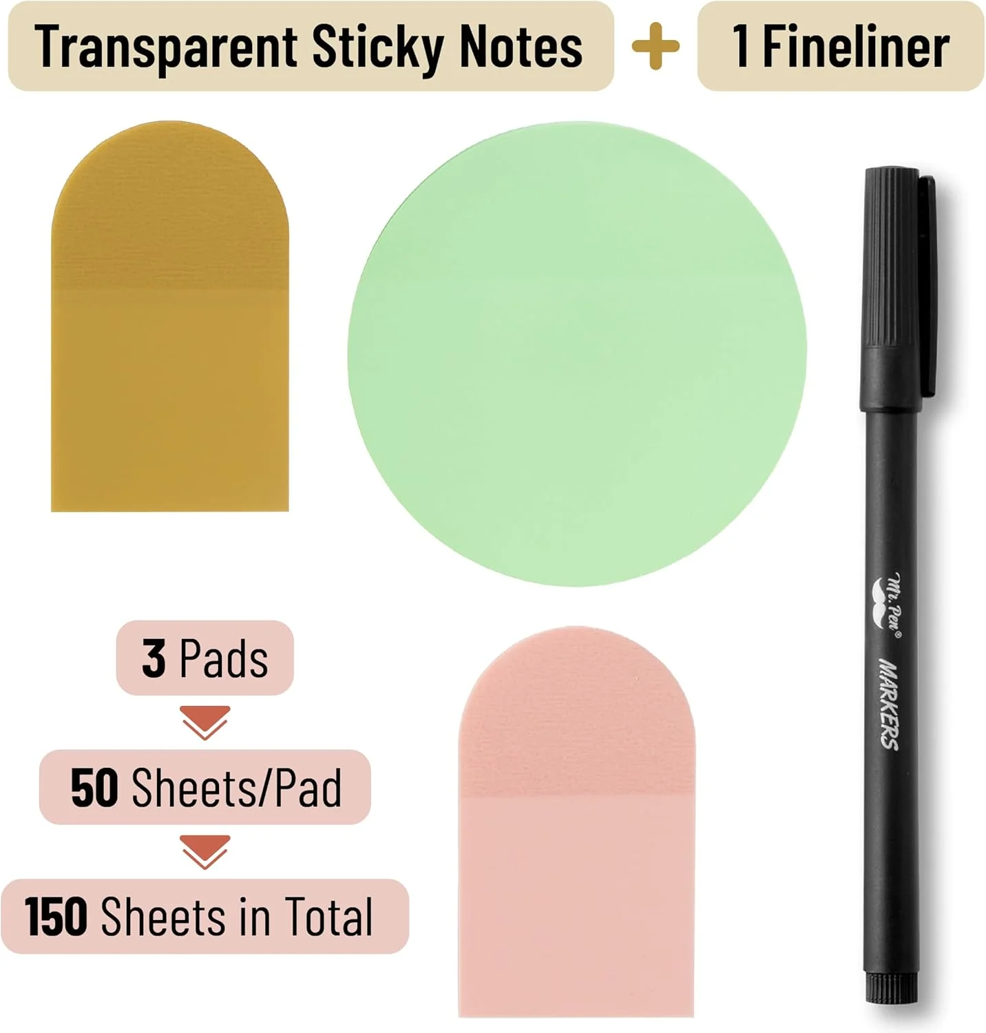 Bible Transparent Sticky Notes, 150 Sheets, Matera Glow + Pen - Image 3