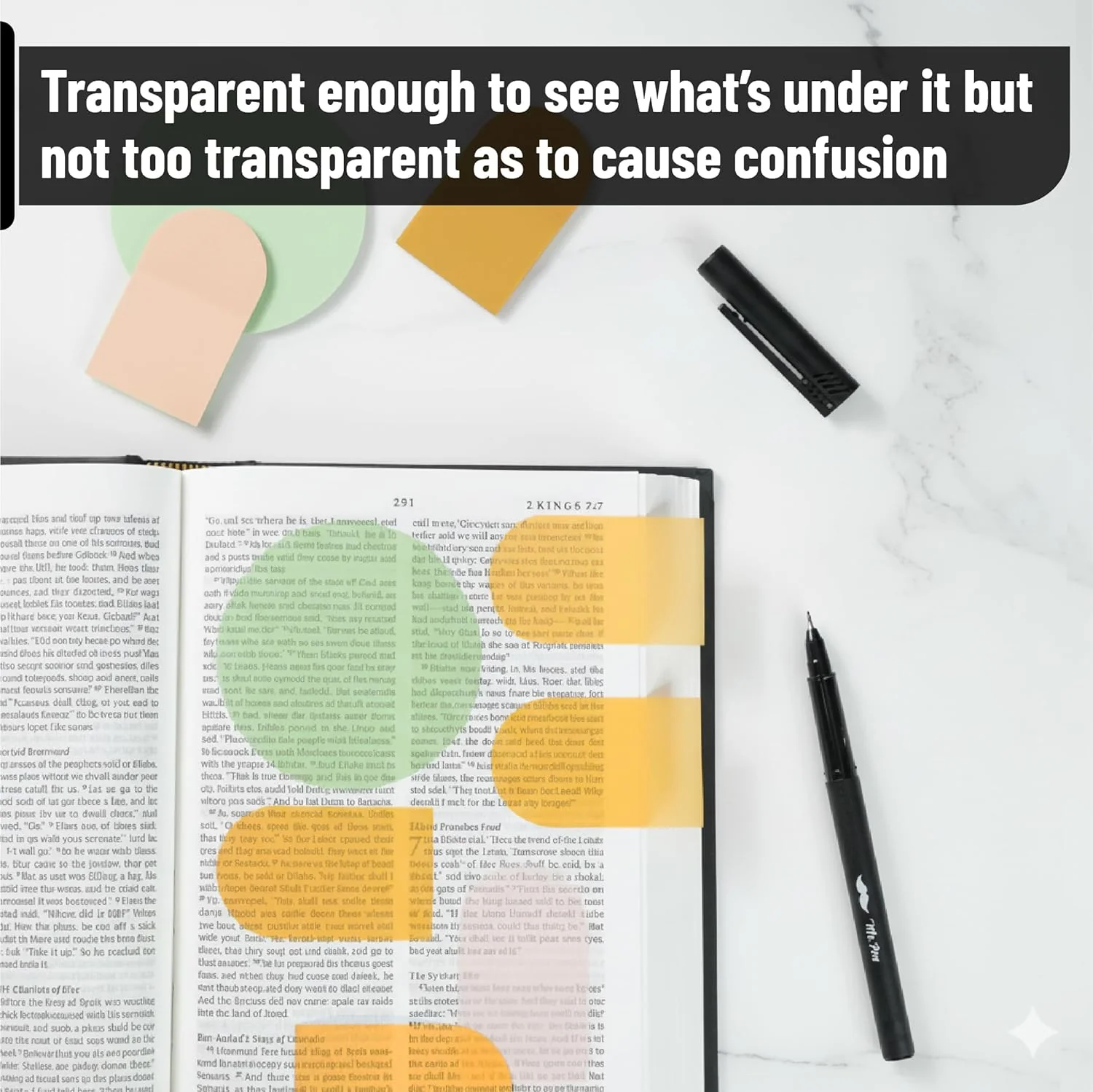 Bible Transparent Sticky Notes, 150 Sheets, Matera Glow + Pen - Image 4