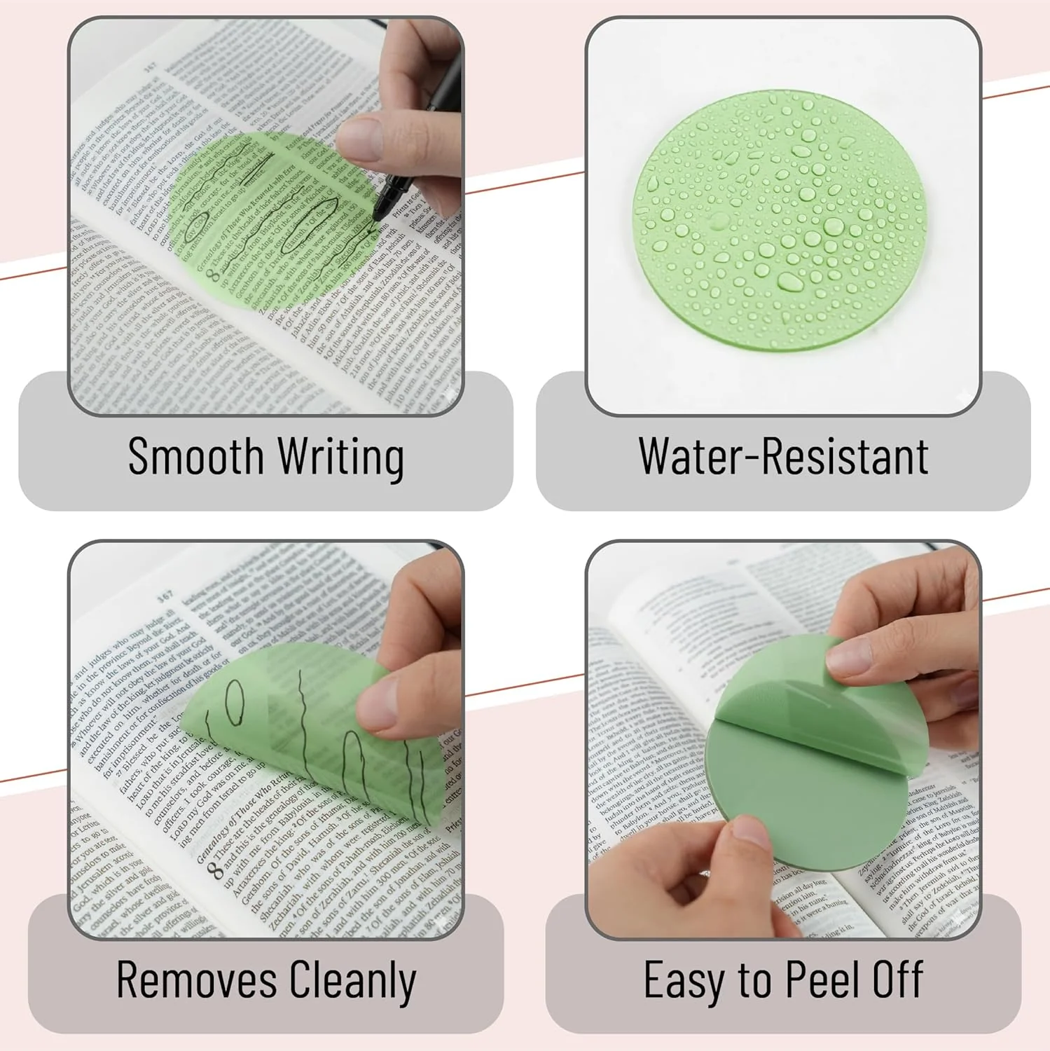 Bible Transparent Sticky Notes, 150 Sheets, Matera Glow + Pen - Image 5