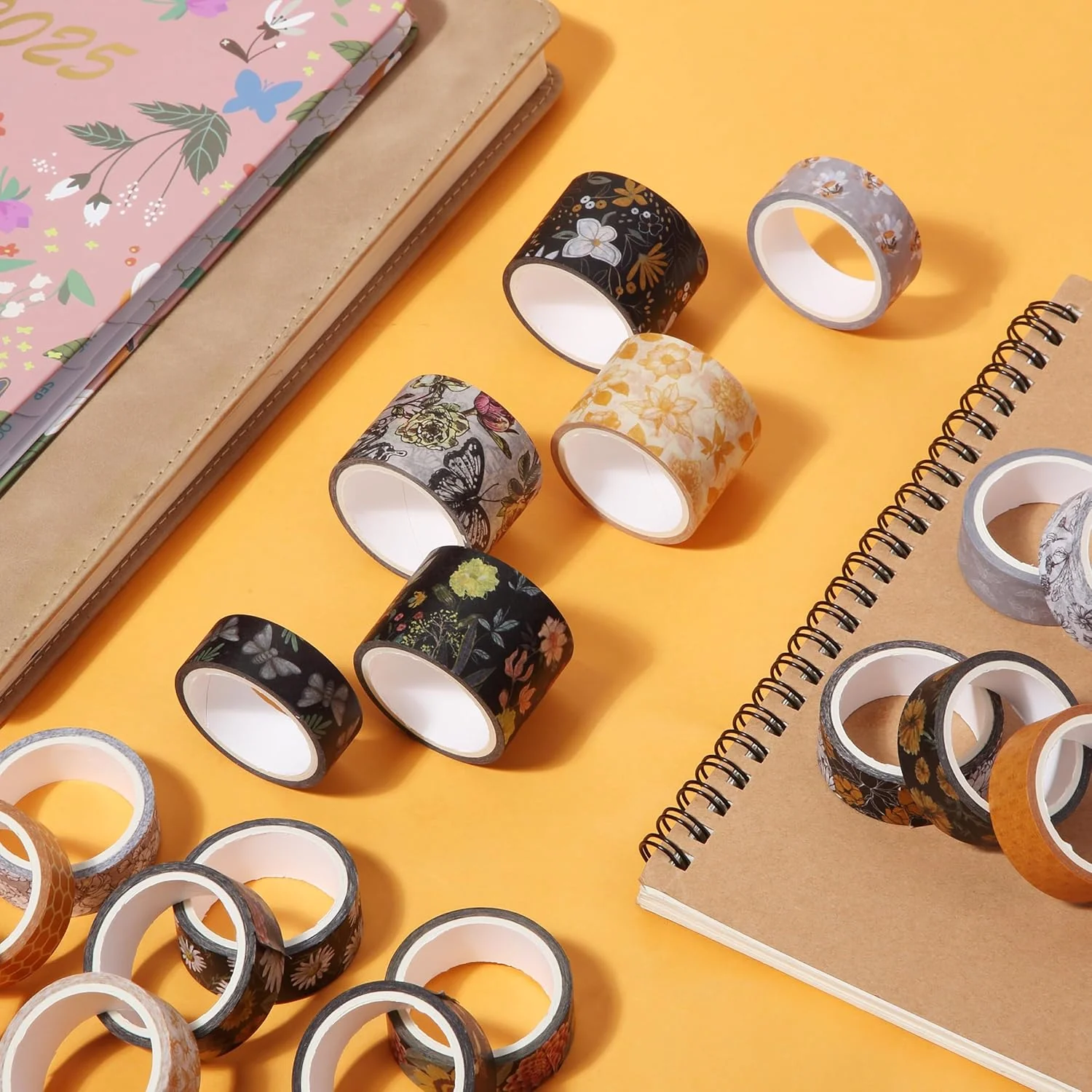 Washi Tape Set, 20 Rolls, Golden Hives Theme, Assorted Widths - Image 6