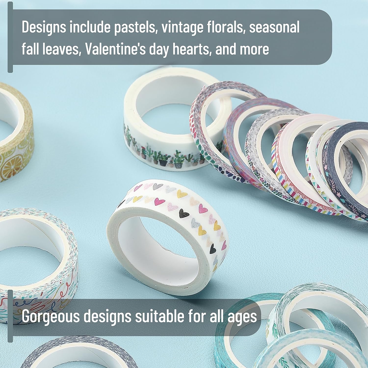 Washi Tape Set, 21 Rolls, Decorative Cute Floral Washi Tape for Bible Journaling, Bullet Journal Supplies - Image 5