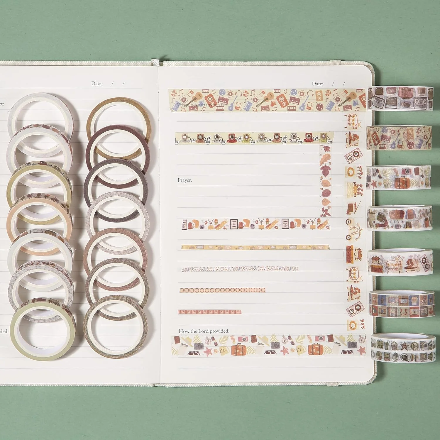 Nostalgic Washi Tape Set, 21 Rolls, Retro Icons, Assorted Widths - Image 7