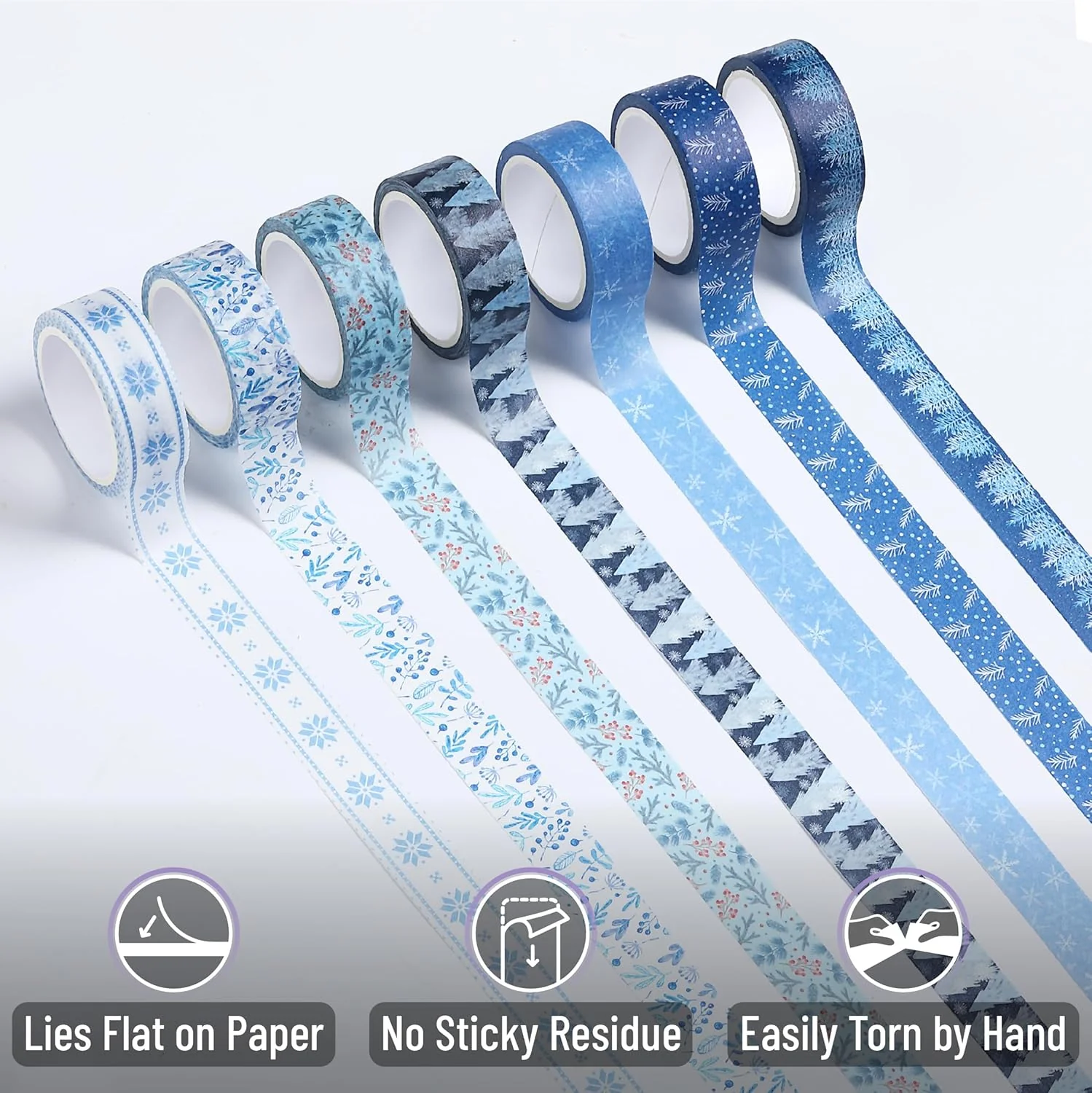 Blue Washi Tape Set, 21 Rolls, Ocean Breeze, 5 Yards Each - Image 4