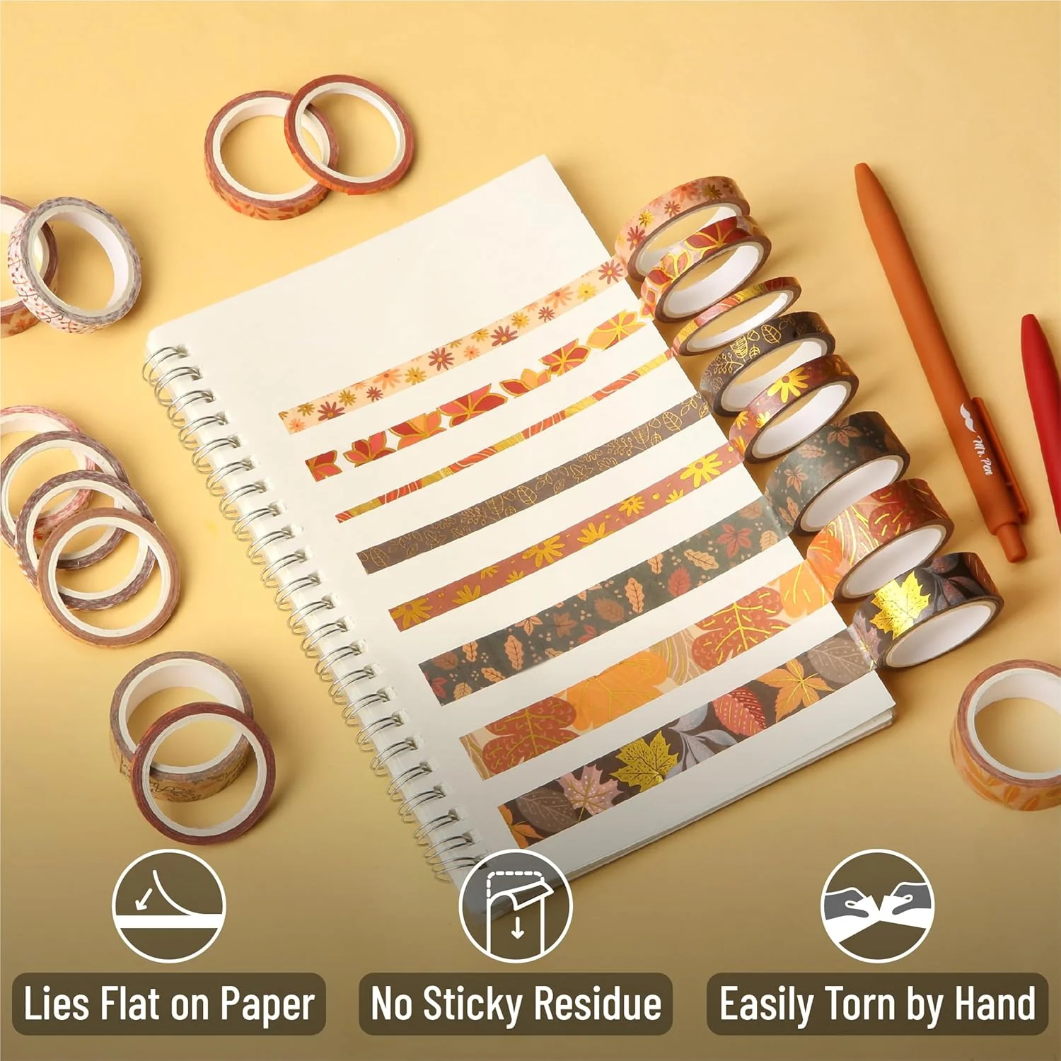 Mr. Pen- Washi Tape Set, 21 Rolls, Autumn Leaves, Decorative Tape, Washi Tapes - Image 5