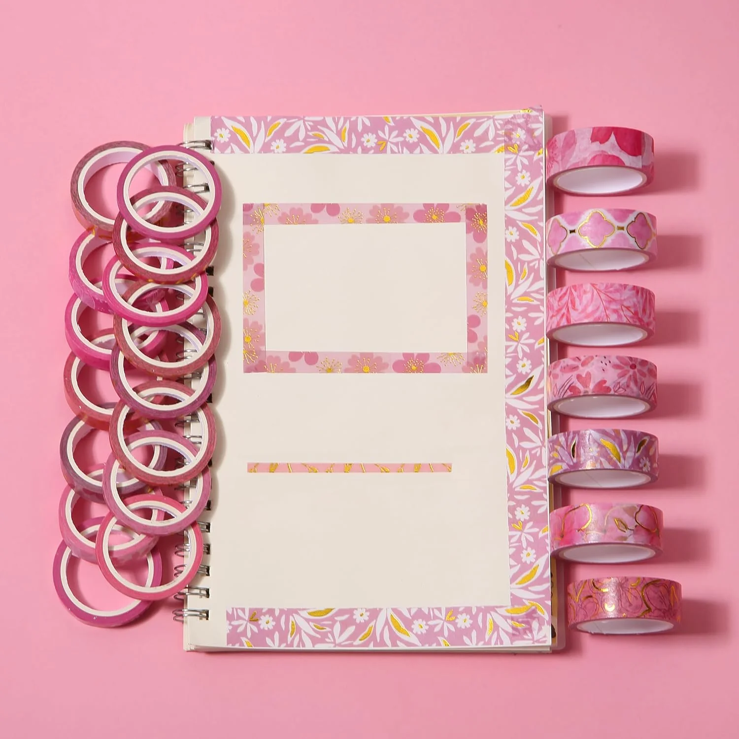 Mr. Pen- Washi Tape Set, 21 Rolls, Floral Pink, Decorative Tape with Measure Tape - Image 9