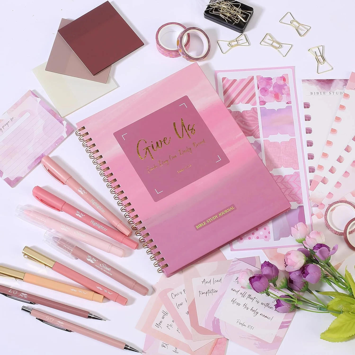 Pink Bible Journaling Kit, Bible Highlighters and Pens No Bleed, Bible Study Kit - Image 3
