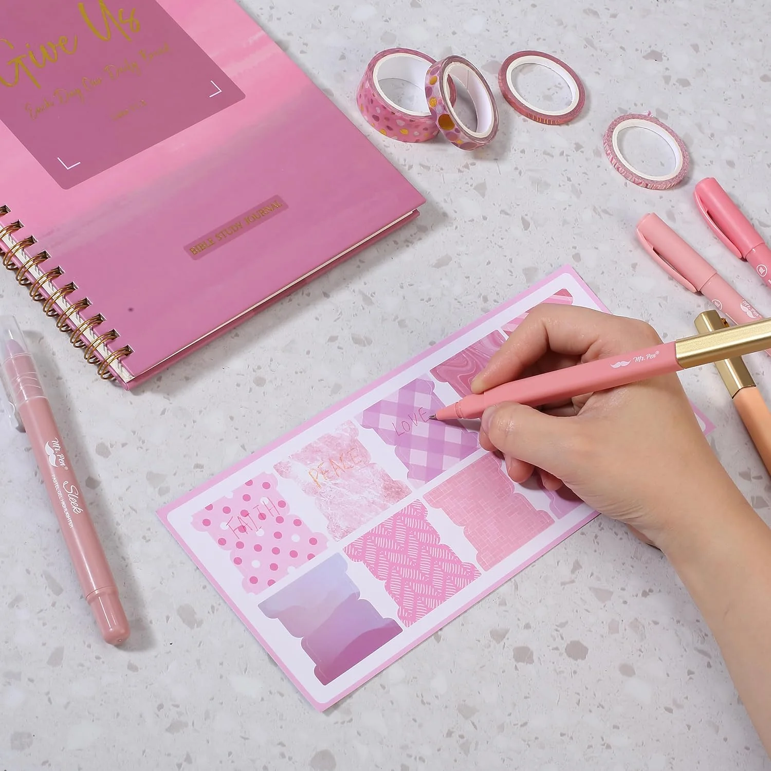 Pink Bible Journaling Kit, Bible Highlighters and Pens No Bleed, Bible Study Kit - Image 5