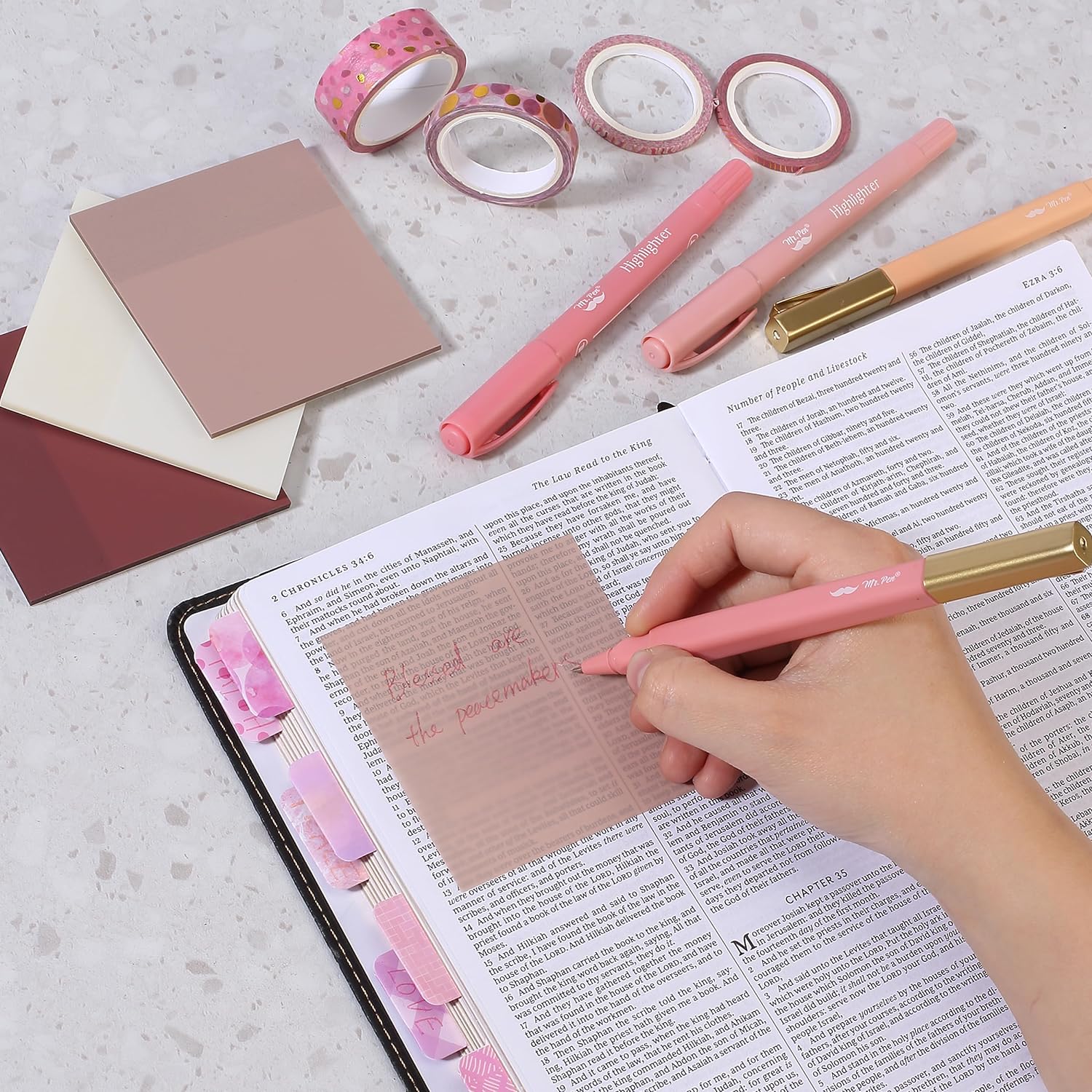 Pink Bible Journaling Kit, Bible Highlighters and Pens No Bleed, Bible Study Kit - Image 6