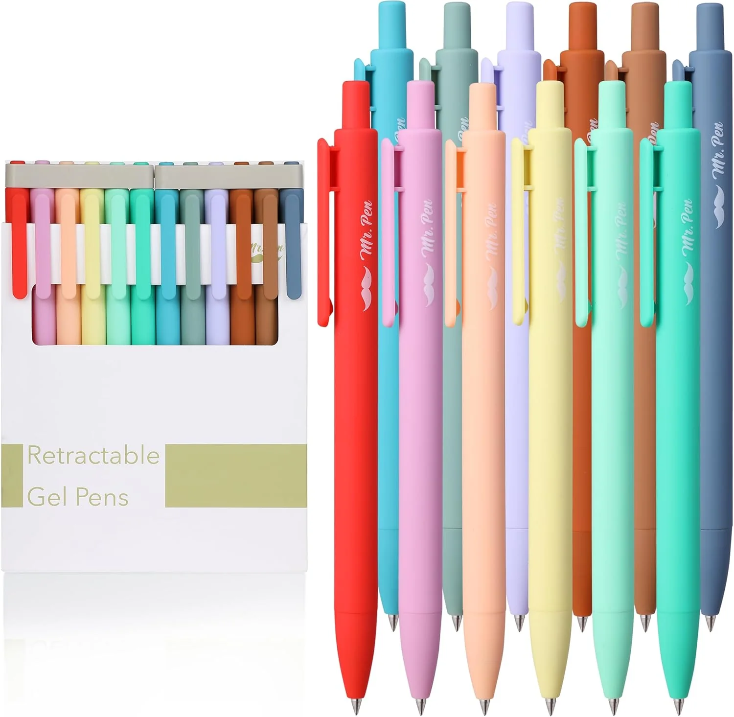Retractable Gel Pens, 12 Pack, Assorted Colors, Fast Dry, Gel Pens Fine Point 0.7mm, Retractable Pens, Cute Pens, Gel Ink Pens, Aesthetic Pens for Journaling, Colorful Pens, Fine Tip Pens - Image 9