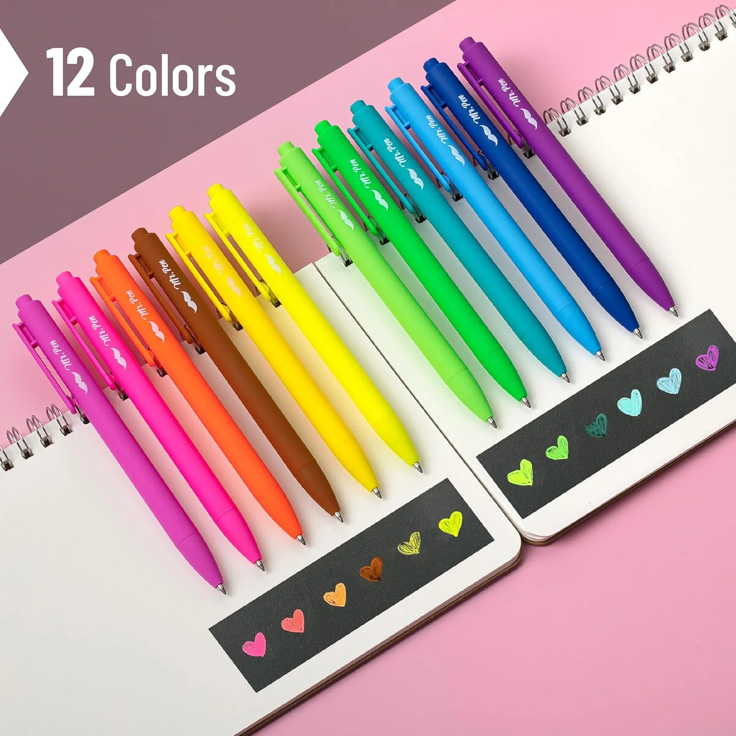 Retractable Gel Pens, 12 Pack, Cute Design, Colored Ink, Quick-Dry, Fine Point 0.7mm - Image 11
