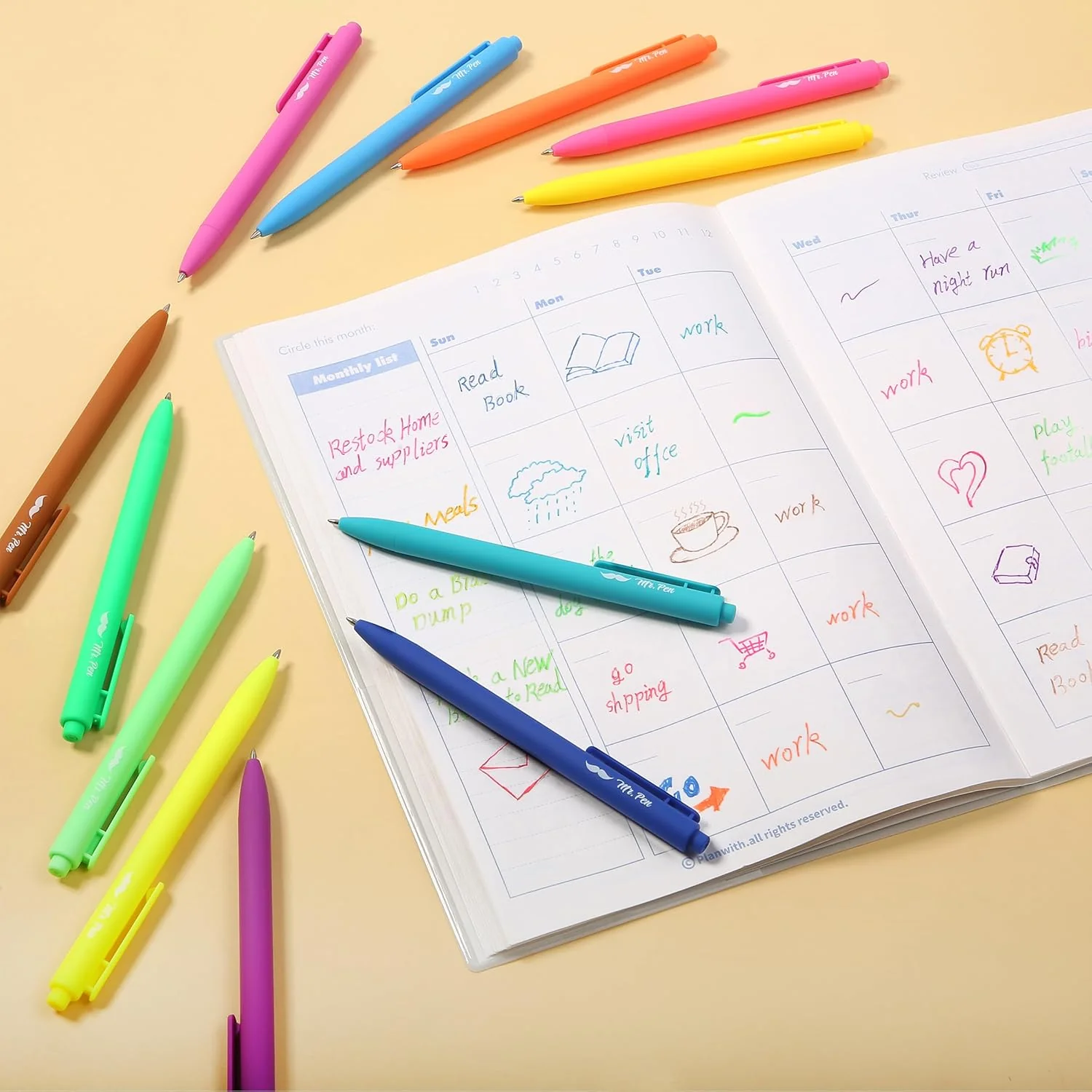 Retractable Gel Pens, 12 Pack, Cute Design, Colored Ink, Quick-Dry, Fine Point 0.7mm - Image 14