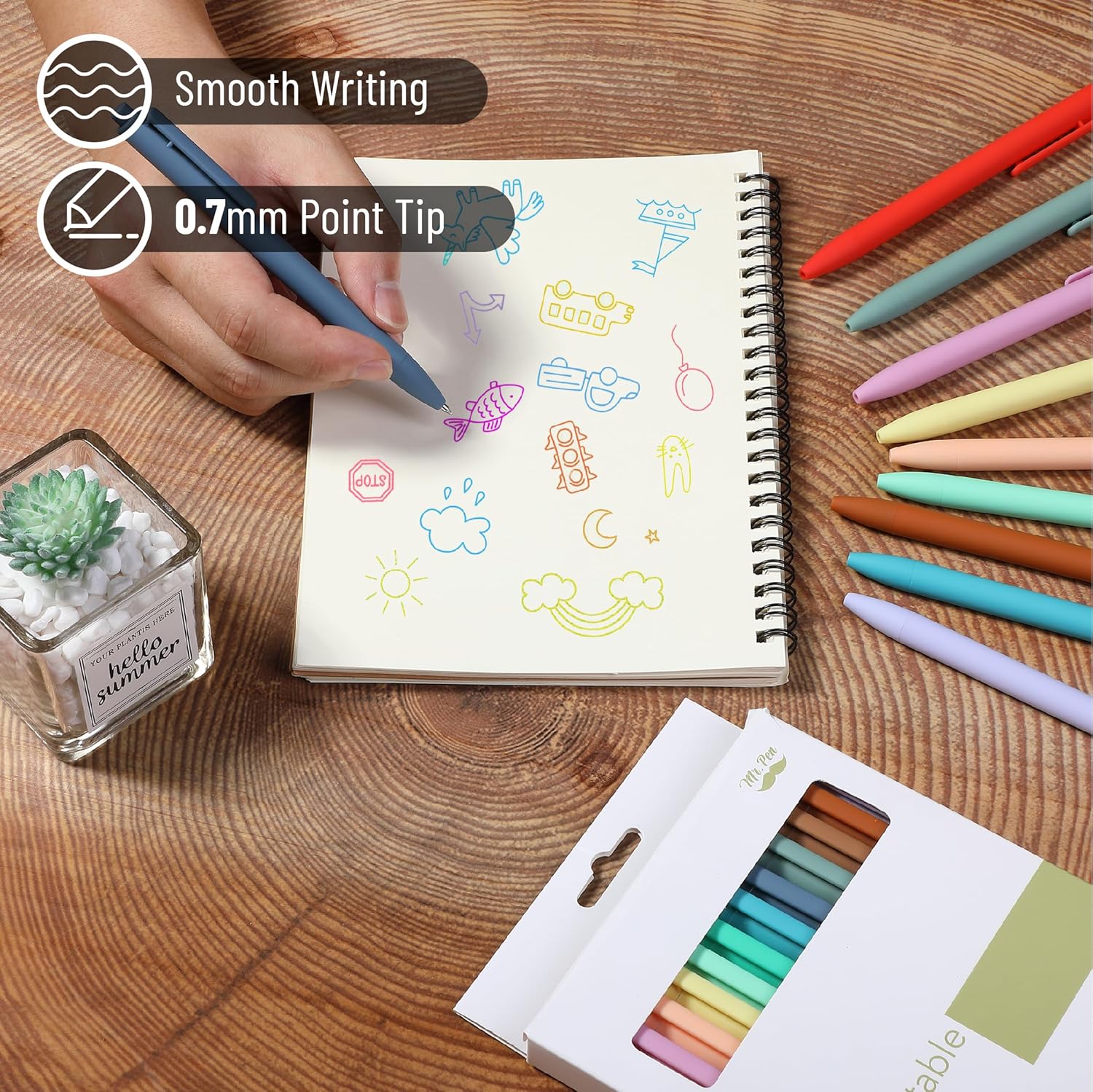 Retractable Gel Pens, 12 Pack, Cute Design, Colored Ink, Quick-Dry, Fine Point 0.7mm - Image 18