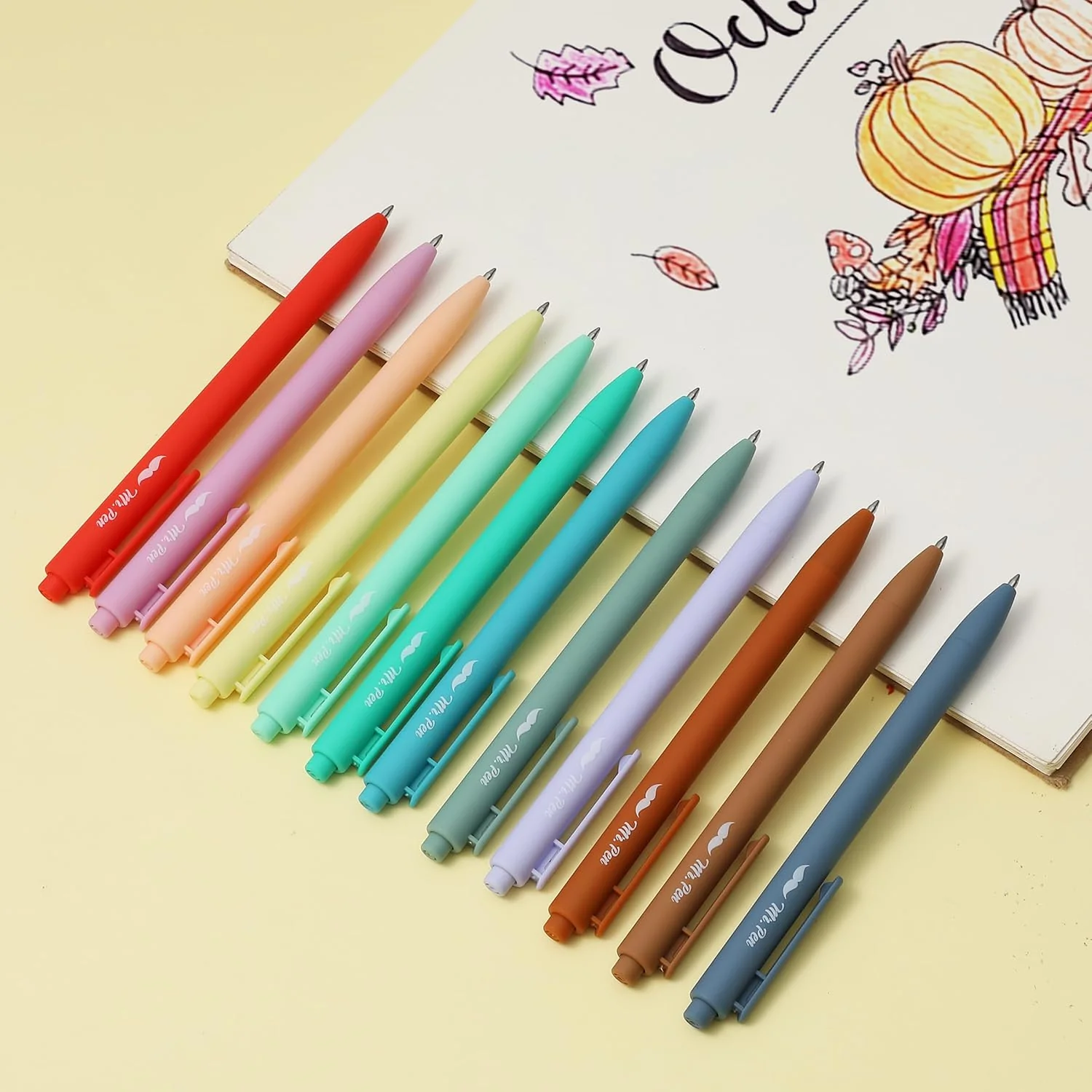 Retractable Gel Pens, 12 Pack, Cute Design, Colored Ink, Quick-Dry, Fine Point 0.7mm - Image 21