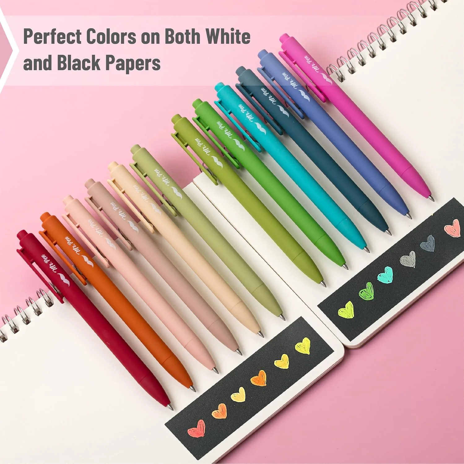 Retractable Gel Pens, 12 Pack, Cute Design, Colored Ink, Quick-Dry, Fine Point 0.7mm - Image 4