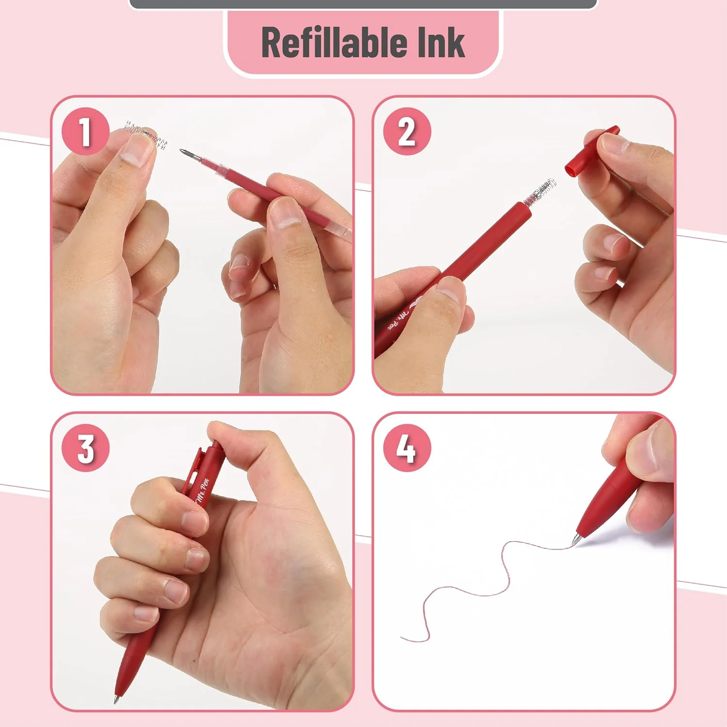 Retractable Gel Pens, 12 Pack, Cute Design, Colored Ink, Quick-Dry, Fine Point 0.7mm - Image 5