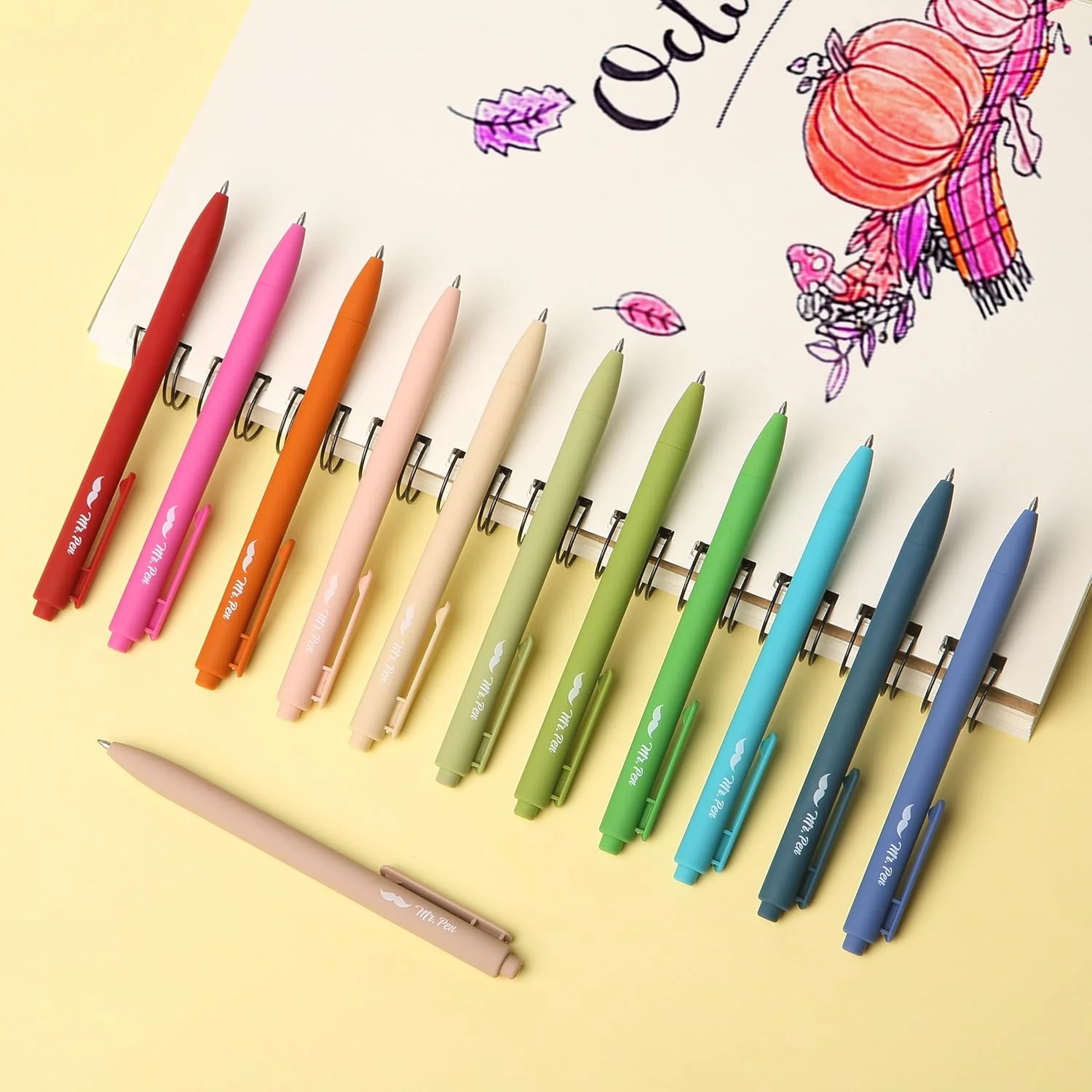 Retractable Gel Pens, 12 Pack, Cute Design, Colored Ink, Quick-Dry, Fine Point 0.7mm - Image 6