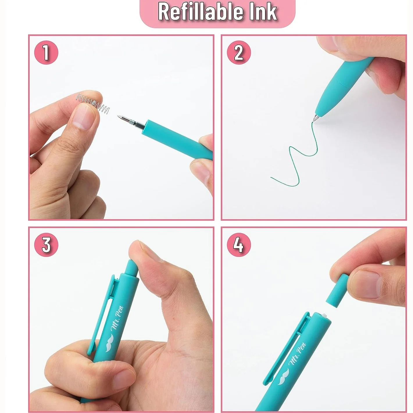 Retractable Gel Pens, 12 Pack, 0.7mm Fine Point, Fast Dry Ink, Assorted Colors - Image 5