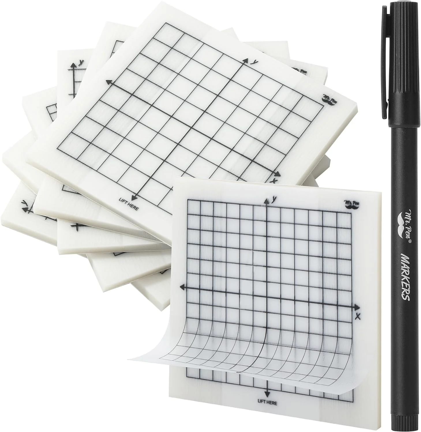 Transparent Graph Paper Sticky Notes, 3x3, 300 Sheets, + Fineliner - Image 7