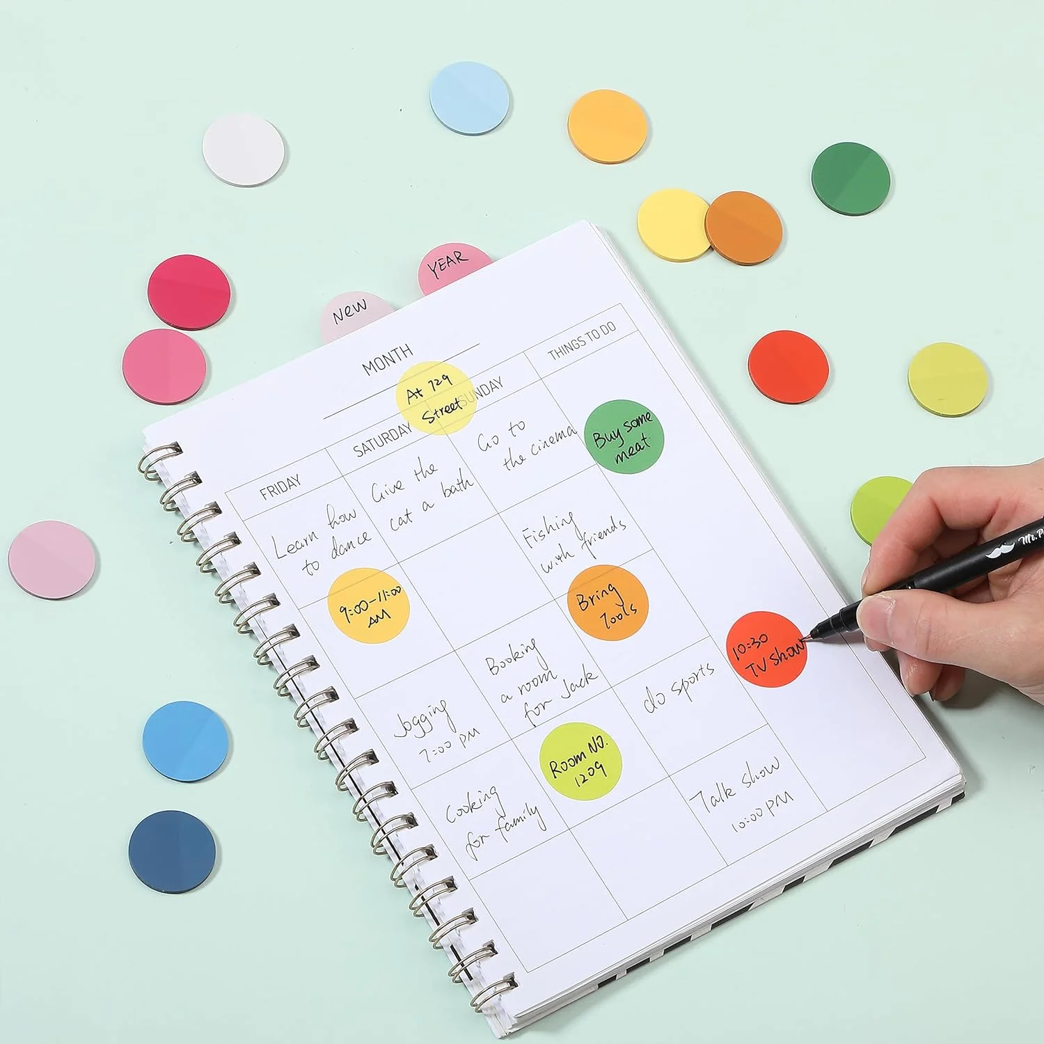 Transparent Round Sticky Notes, 560 Pcs, Assorted Colors, 28mm, Sticky Tabs with Quick-Dry Pen - Image 17