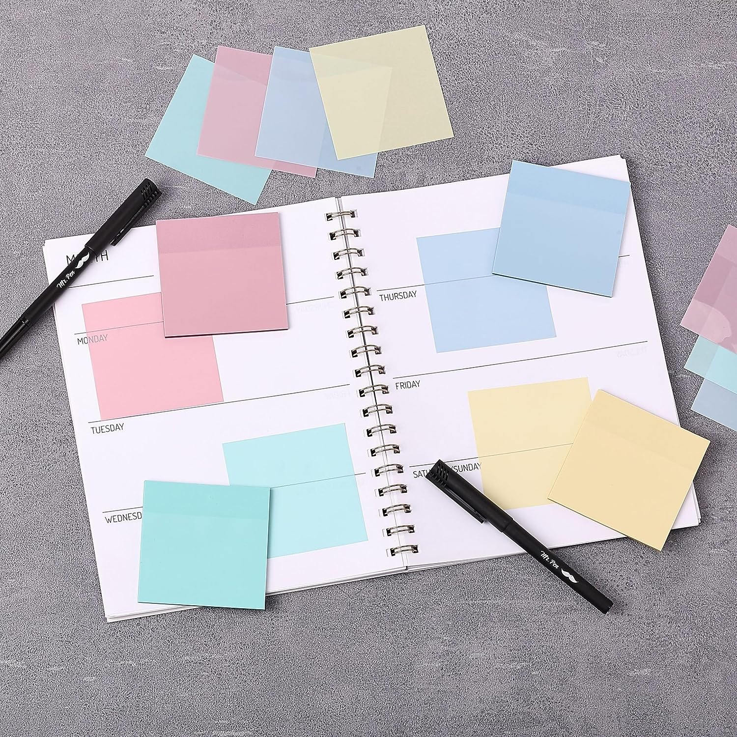 Transparent Sticky Notes 3"x3", 200 Sheets, Morandi Colors, 4 Pads with Quick-Dry Pen - Image 7