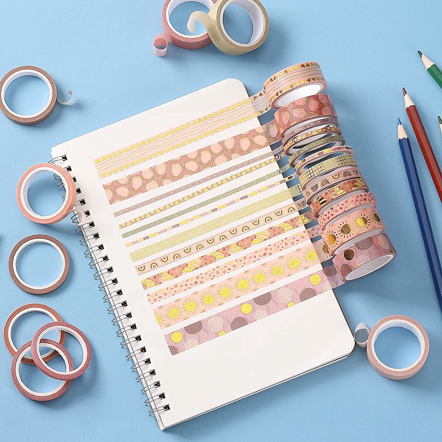 Washi Tape Set, 21 Roll, Boho Design, Decorative Tape, Washi Tapes, Cute Washi Tape, Cute Tape, Colored Tape, Scrapbook Tape, Washi Tape Cute, Washi Tape for Journaling, Craft Tape - Image 16