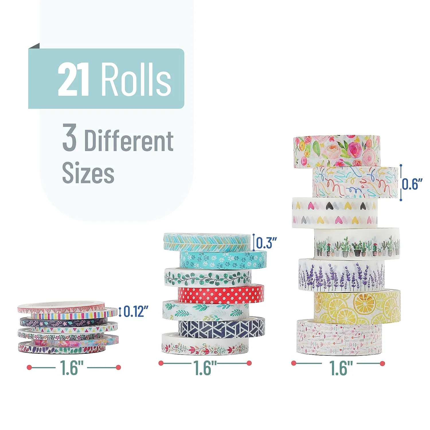 Washi Tape Set, 21 Roll, Boho Design, Decorative Tape, Washi Tapes, Cute Washi Tape, Cute Tape, Colored Tape, Scrapbook Tape, Washi Tape Cute, Washi Tape for Journaling, Craft Tape - Image 3