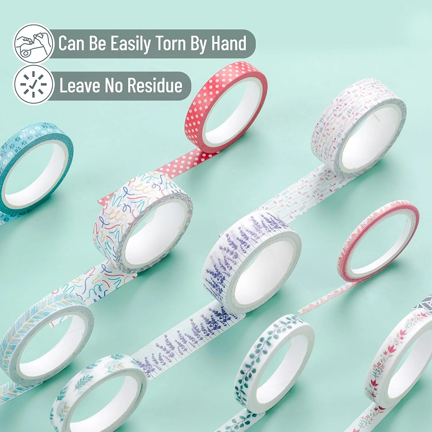 Washi Tape Set, 21 Roll, Boho Design, Decorative Tape, Washi Tapes, Cute Washi Tape, Cute Tape, Colored Tape, Scrapbook Tape, Washi Tape Cute, Washi Tape for Journaling, Craft Tape - Image 4